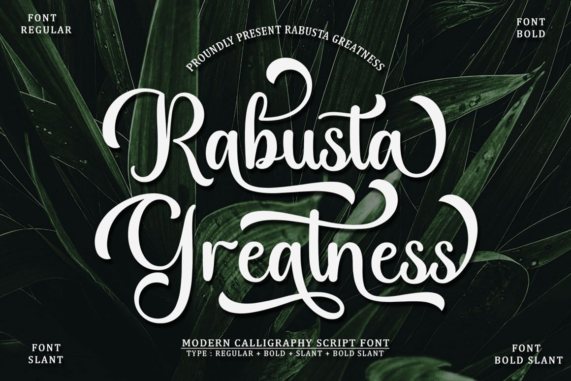 Rabusta Greatness - 4 Type Font - Design Cuts