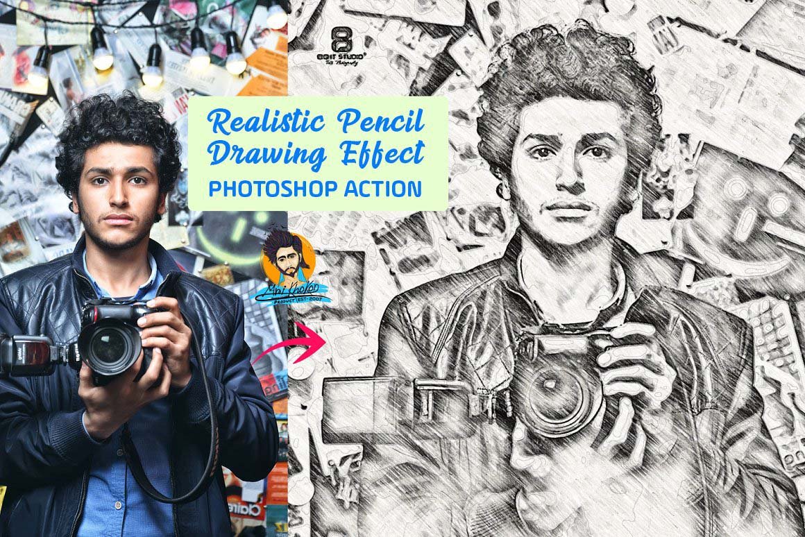 Free Pencil Sketch Photoshop Action Collection