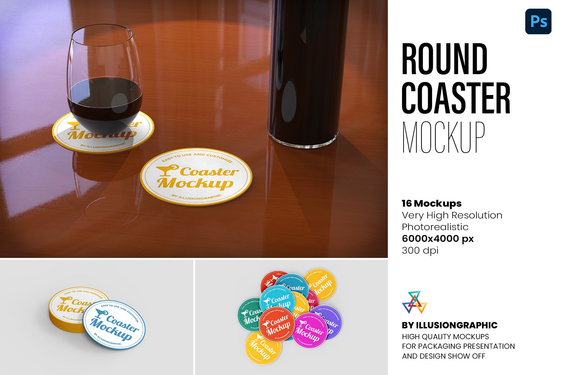 1,322 Round White Coasters Mockup Images, Stock Photos, 3D objects