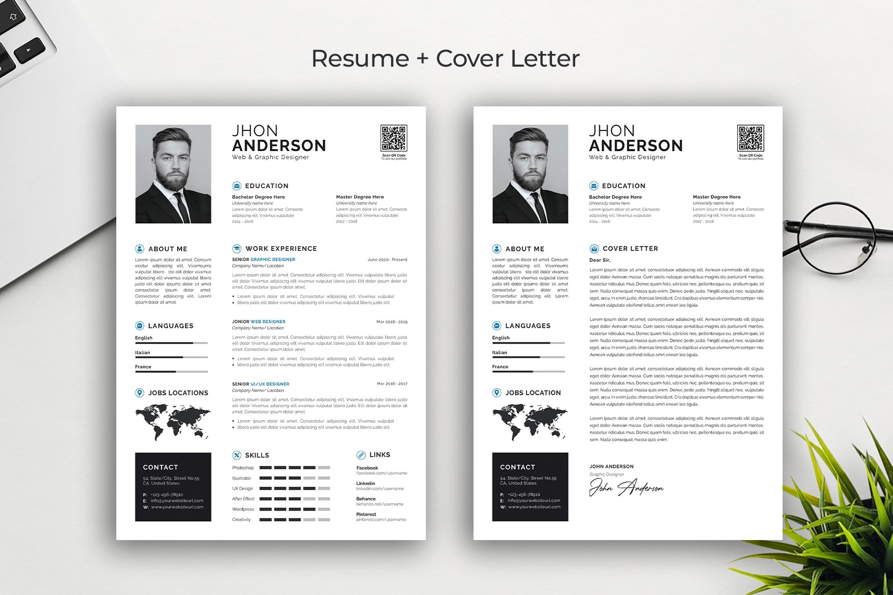 Simple Resume CV Template Editable 3 - Design Cuts