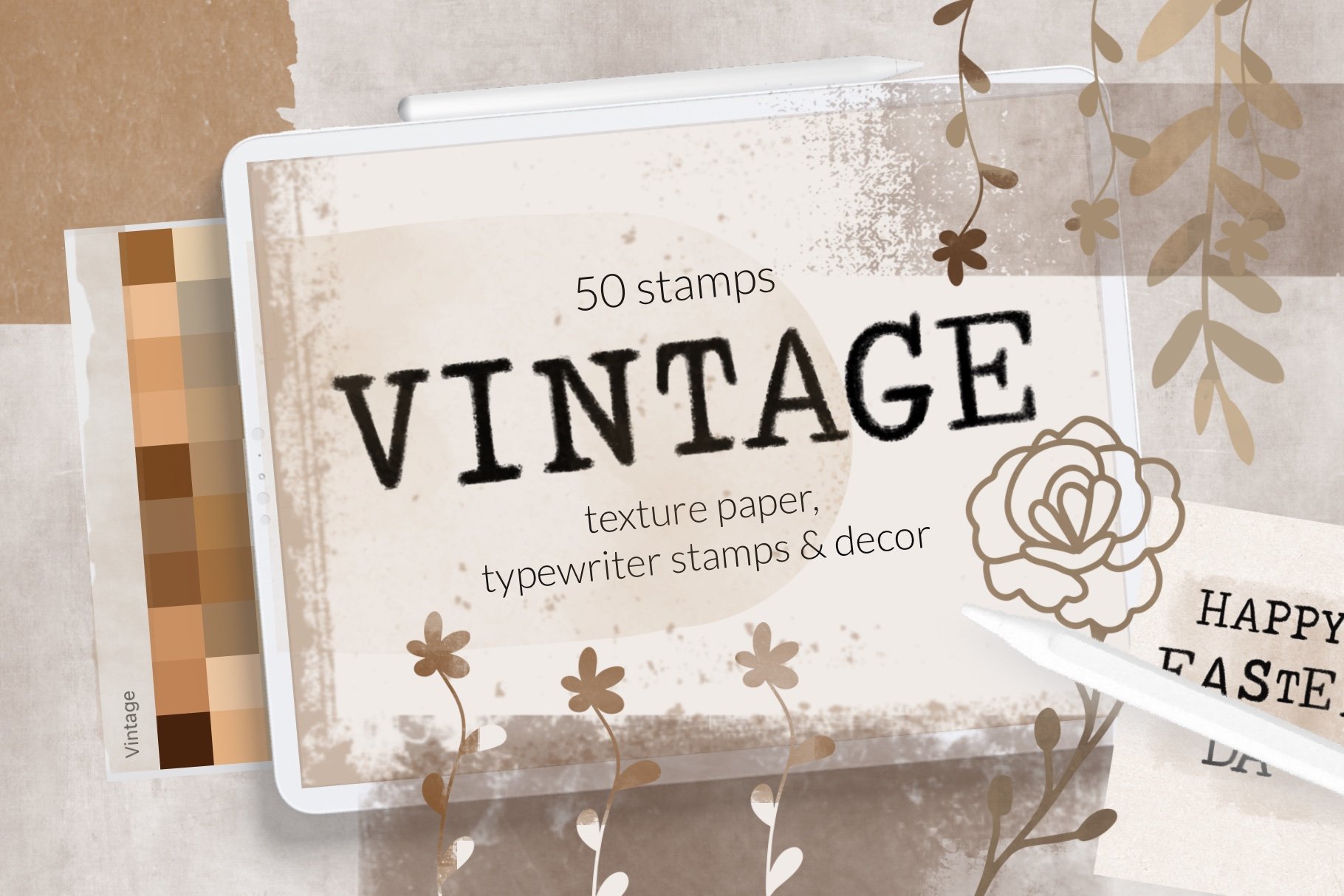 Vintage Paper Textures & Typewriter Letter Stamps - Design Cuts