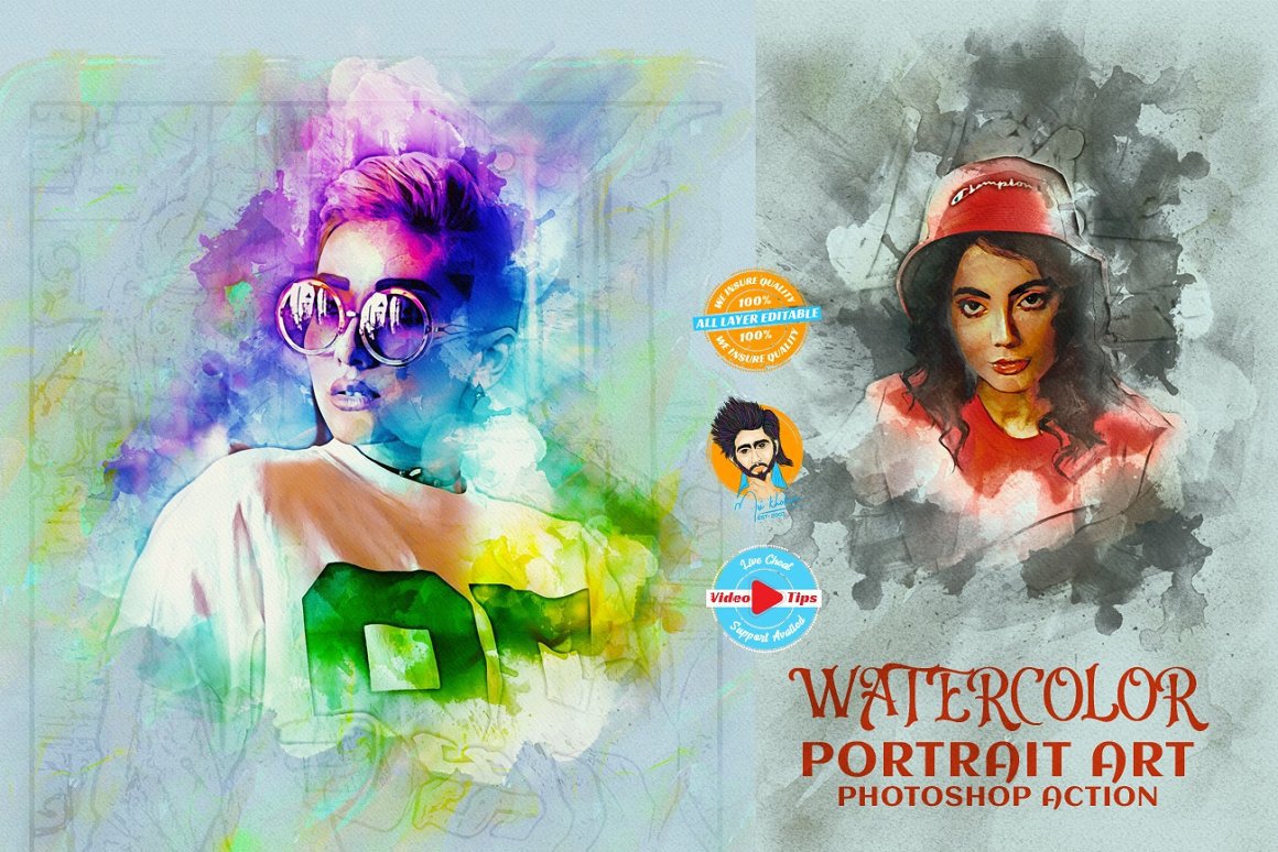 Watercolor Portrait Art - Design Cuts