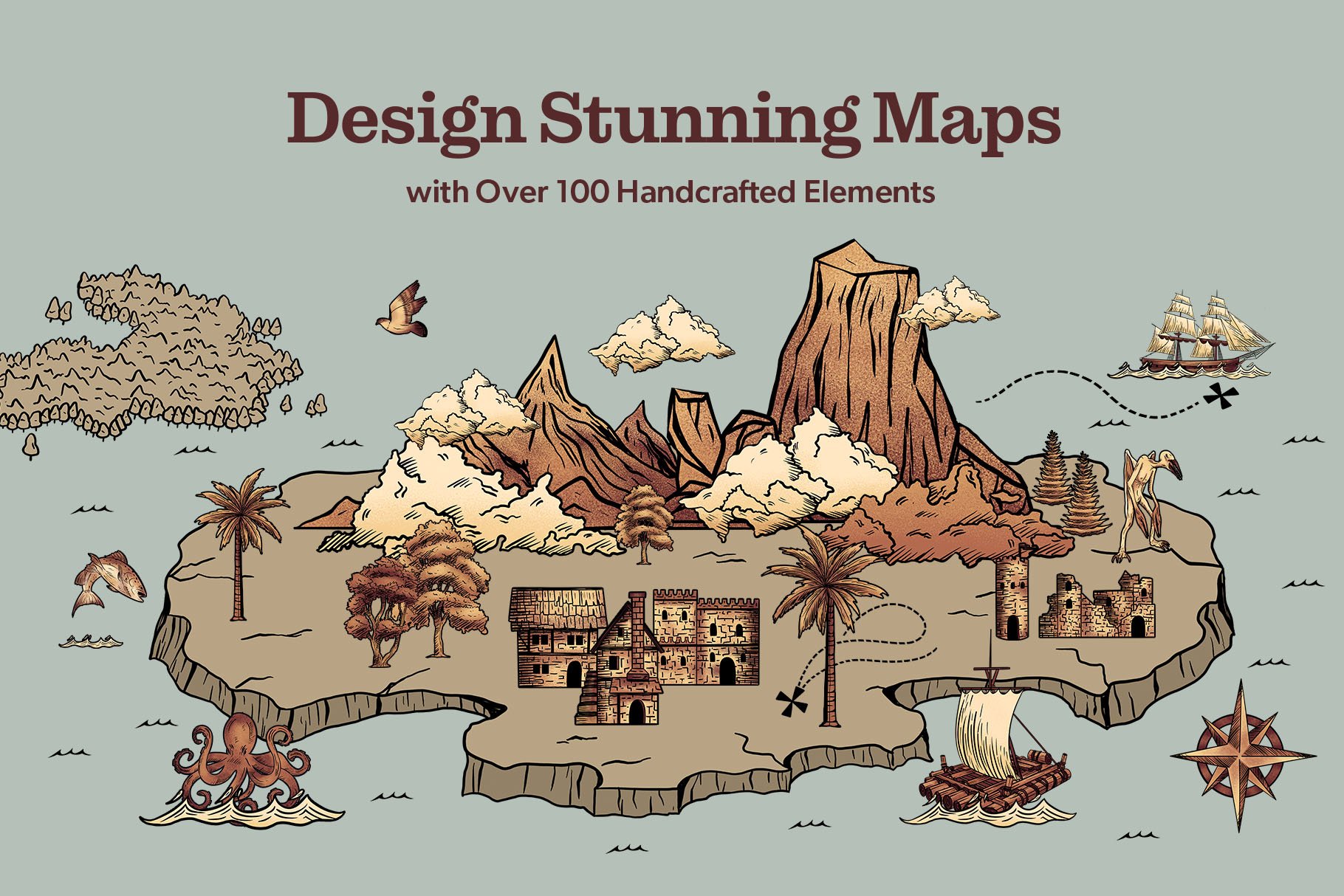 Vintage Map Creator Kit Design Cuts