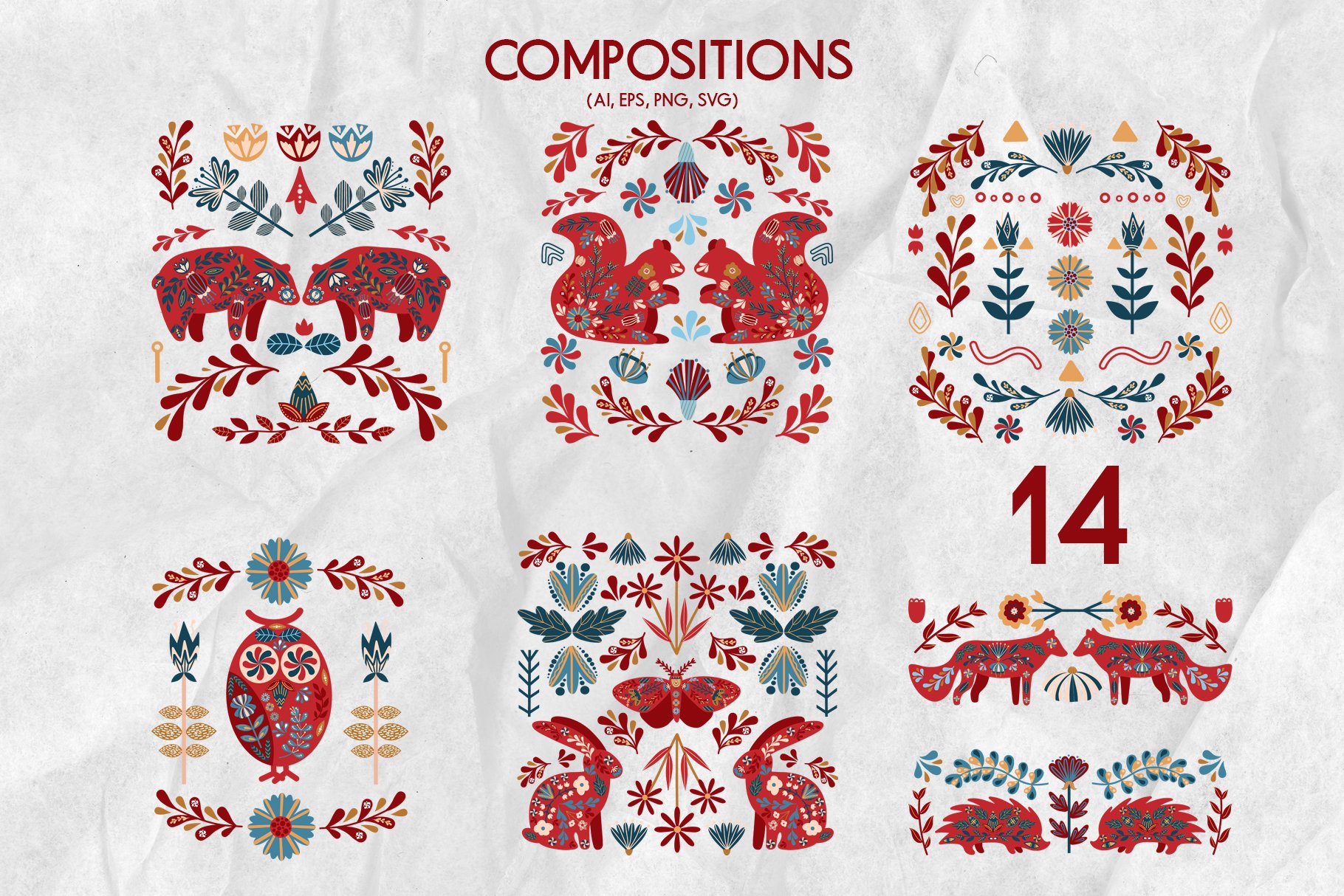 Scandinavian Folk Art Pattern Art Print by Dimitrios