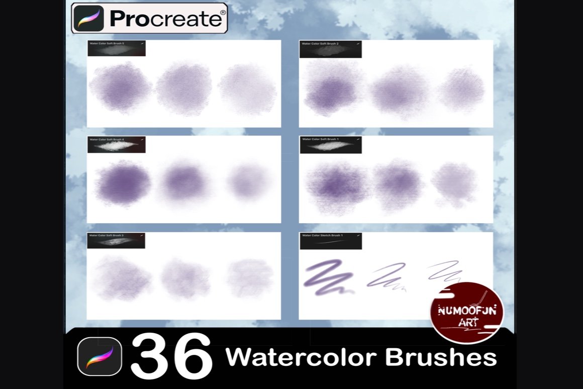 36 Watercolor Brushes For Procreate - Design Cuts