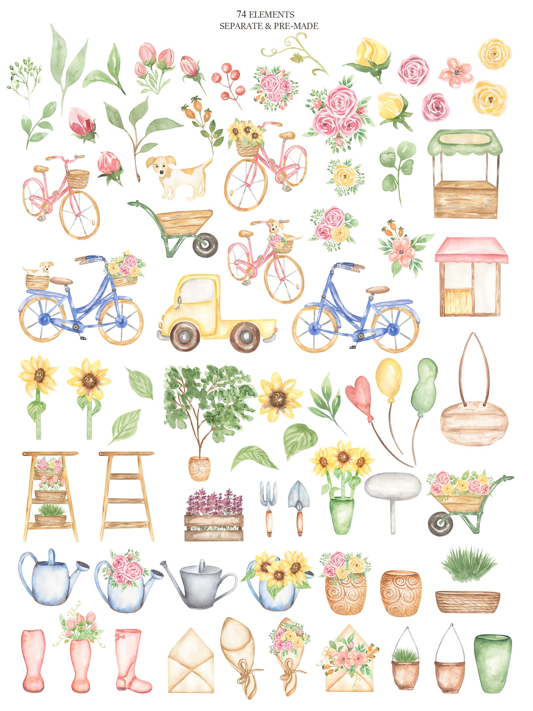 Watercolor Flower Shop Set - Design Cuts