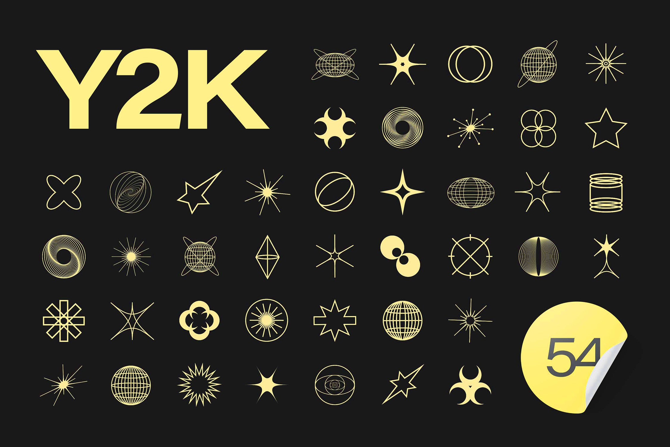 Y2k Style Symbols And Design Elements Collection Of Abstract And