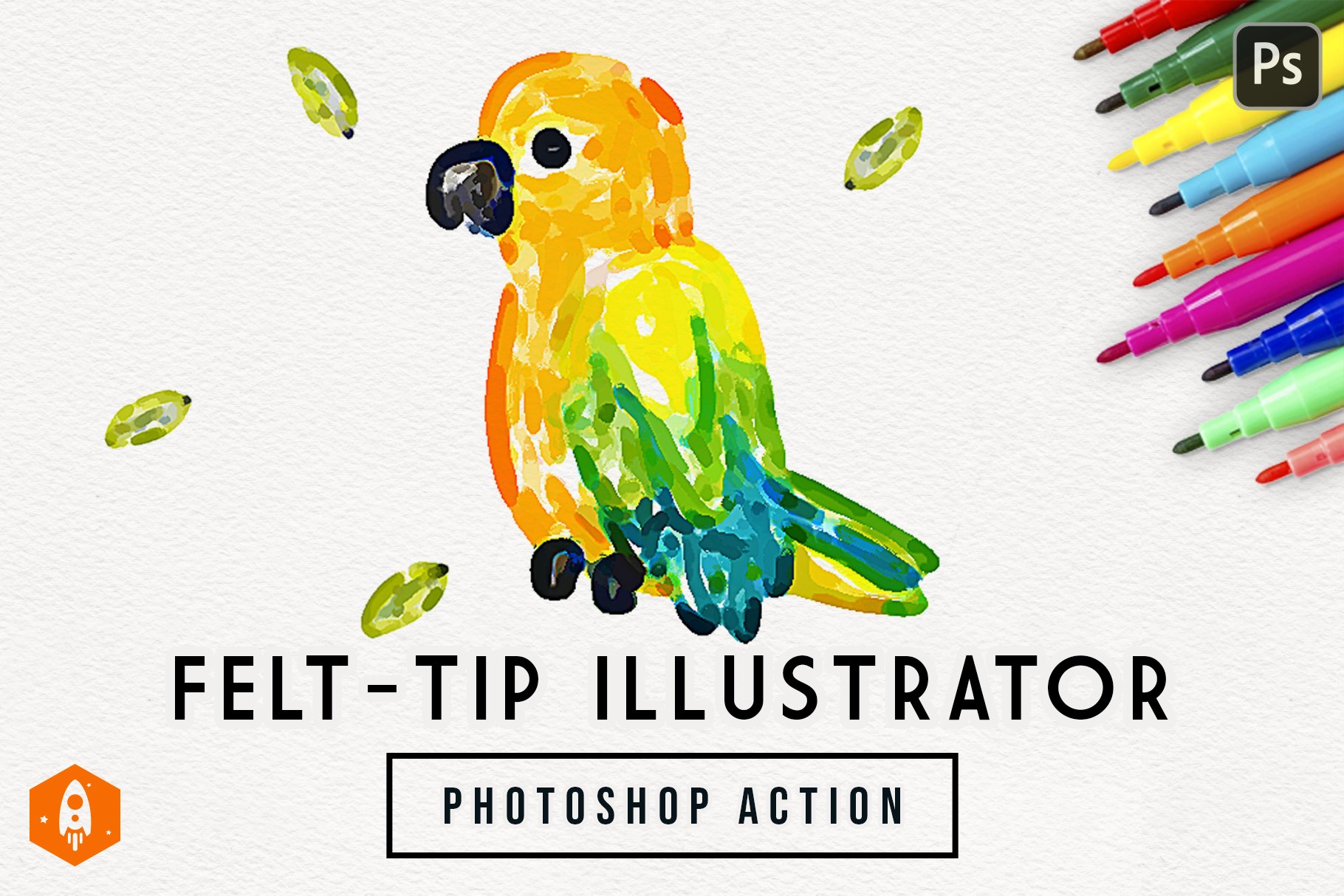 Felt-Tip Pen Drawing Effect Action For Photoshop - Design Cuts