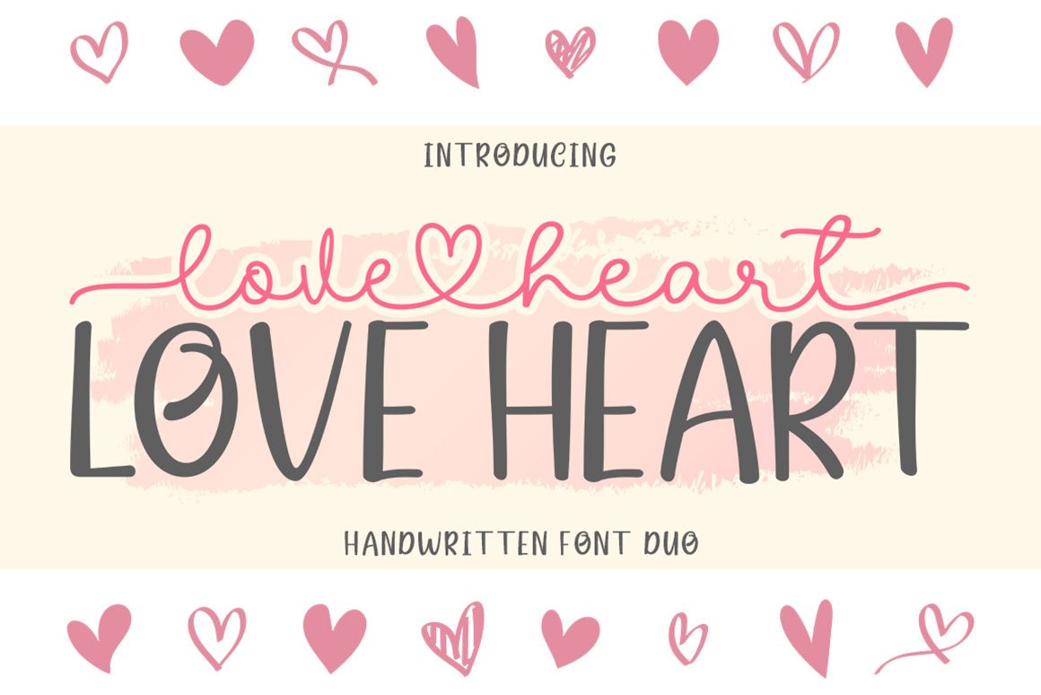 Kind Heart Font Duo, OTF TTF File Digital Download LEOGN01B - Package SVG