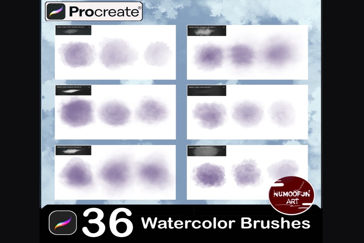 36 Watercolor Brushes For Procreate - Design Cuts