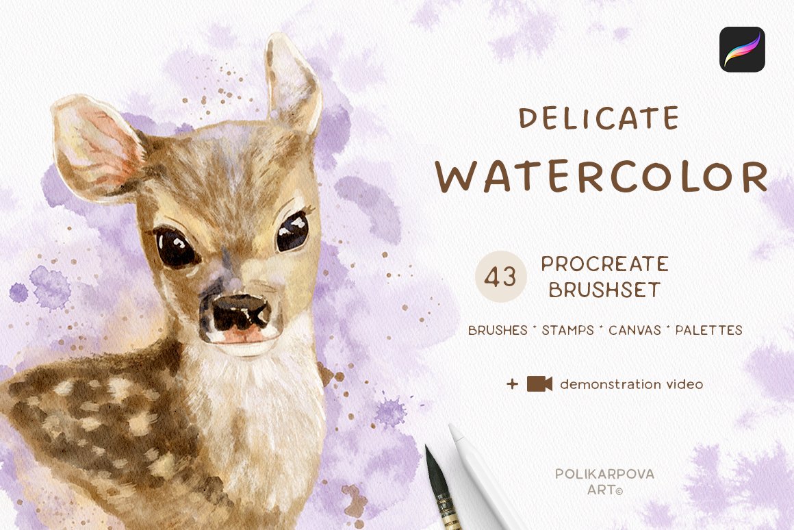 Delicate Watercolor Brushes & Canvas For Procreate