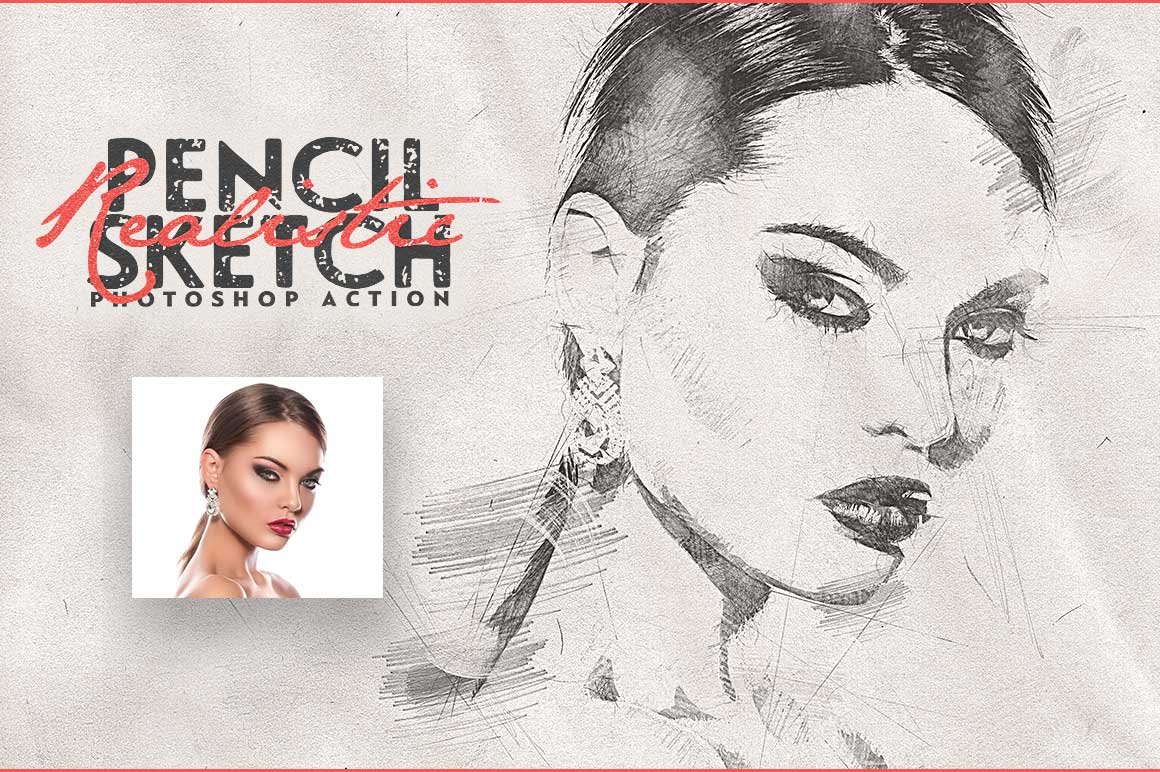 Realistic Pencil Sketch Photoshop Action - Design Cuts