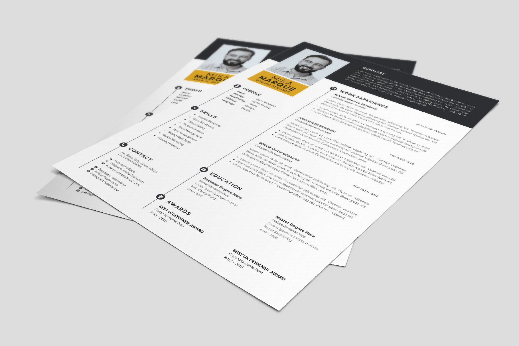 Simple Resume CV Template Editable 5 - Design Cuts