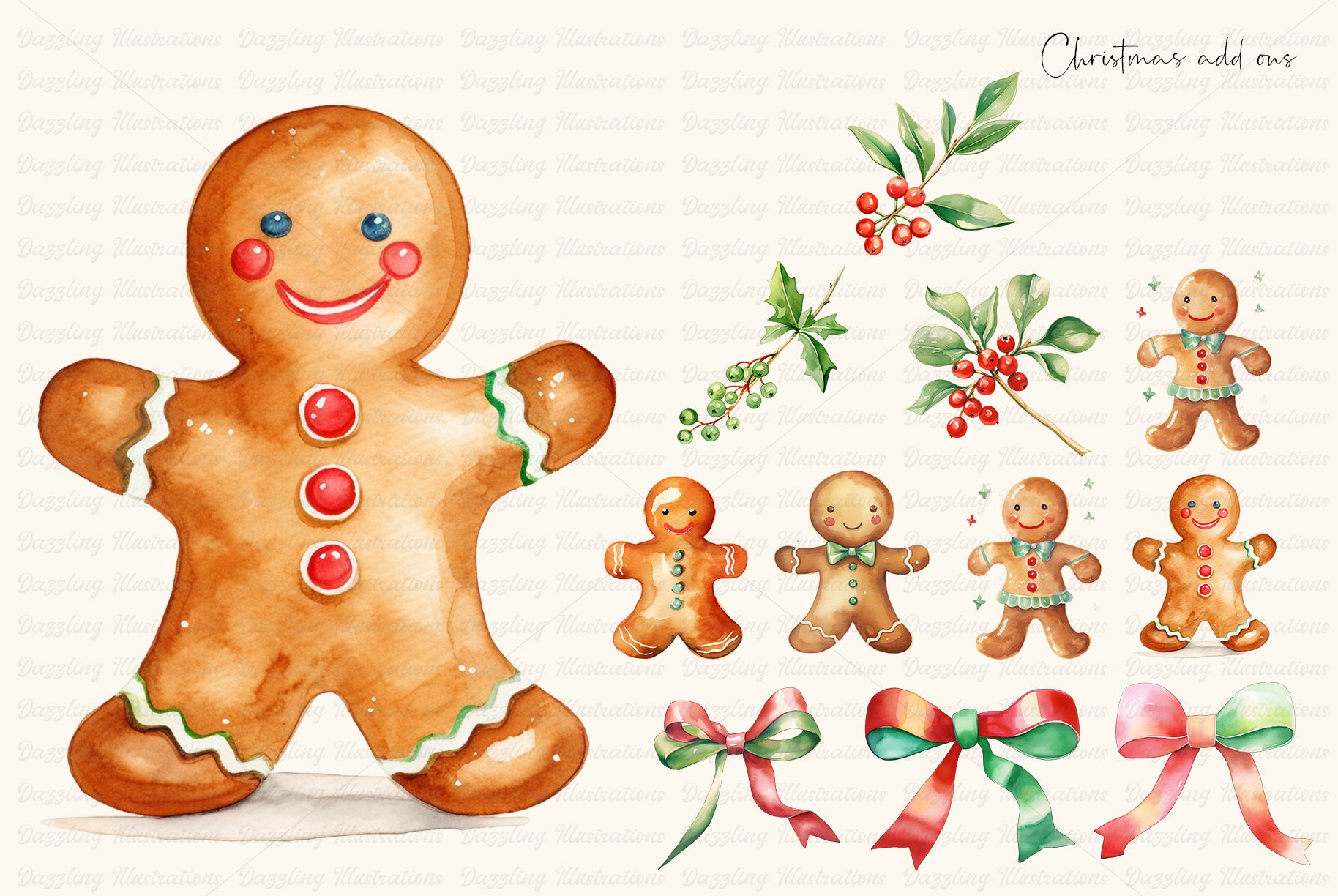 Cute Christmas Watercolor Collection - Design Cuts