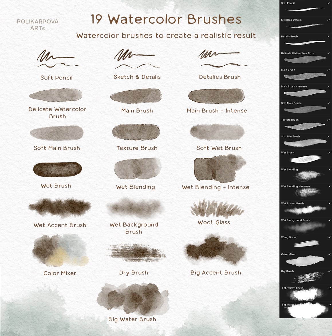 Delicate Watercolor Brushes & Canvas For Procreate - Design Cuts