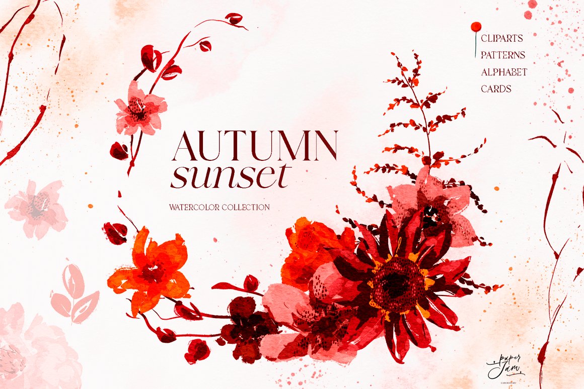 Autumn Floral Watercolor Collection