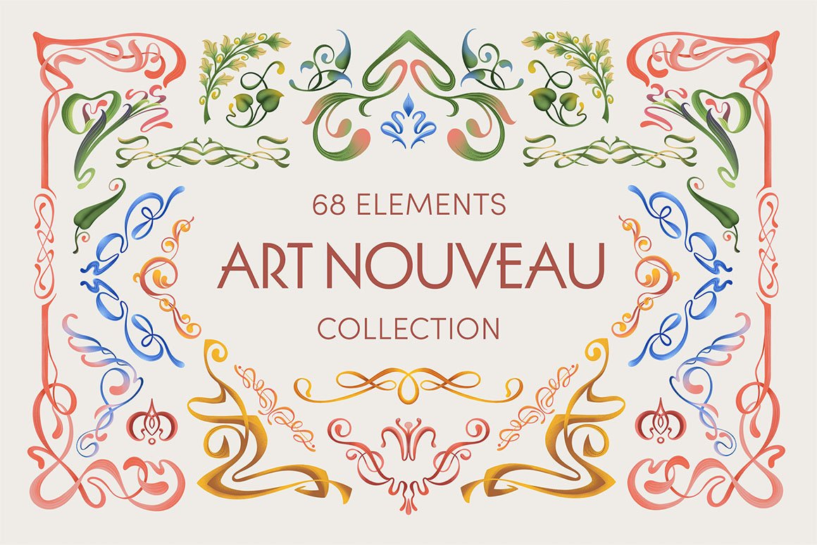 Art Nouveau Elements Set - Design Cuts