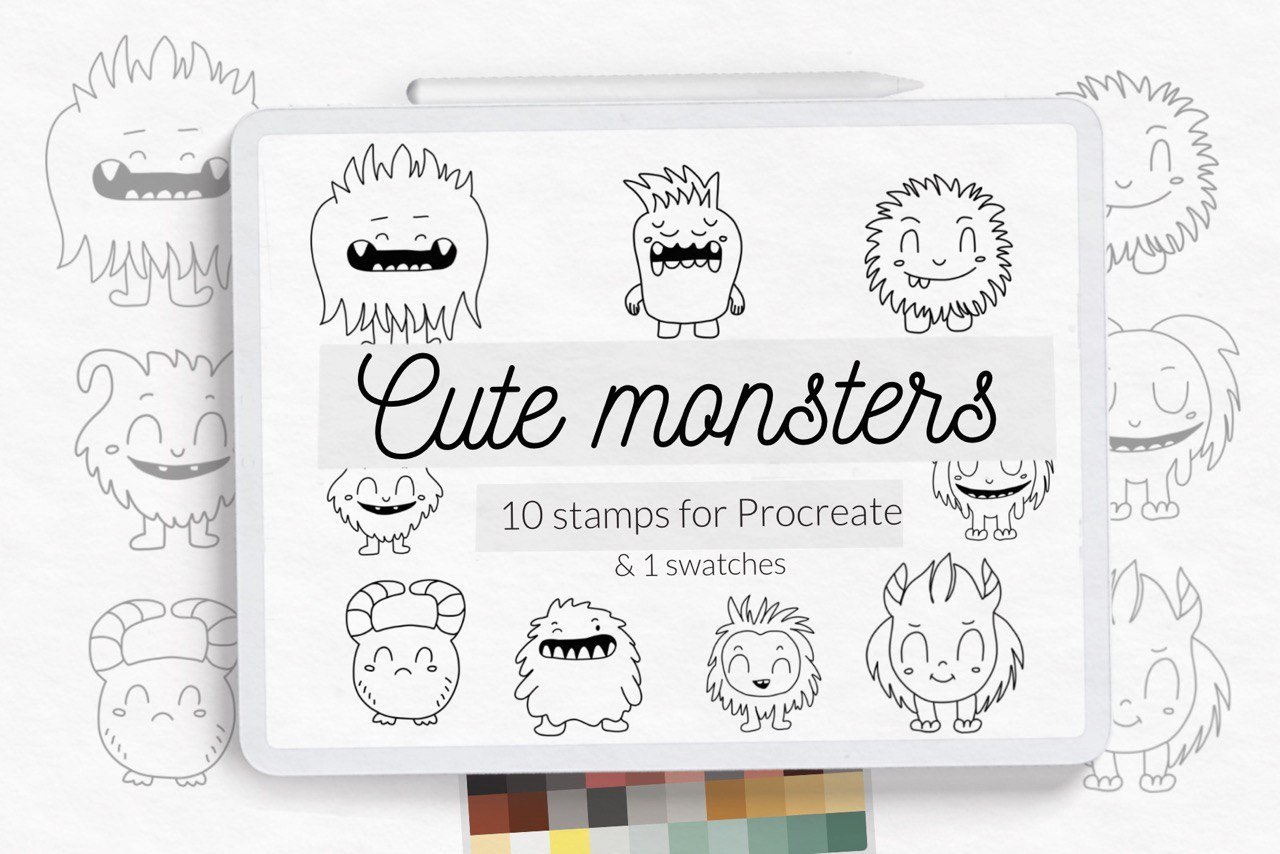 Adorable Monster Coloring Page for Kids Simple Line Art with Fun Background  | MUSE AI