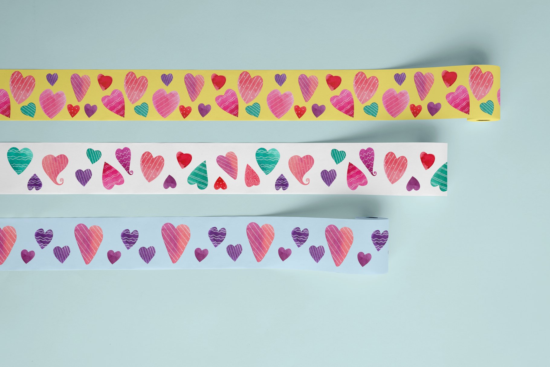 Pink Hearts Watercolor Set Graphic by TanyaPrintDesign · Creative Fabrica