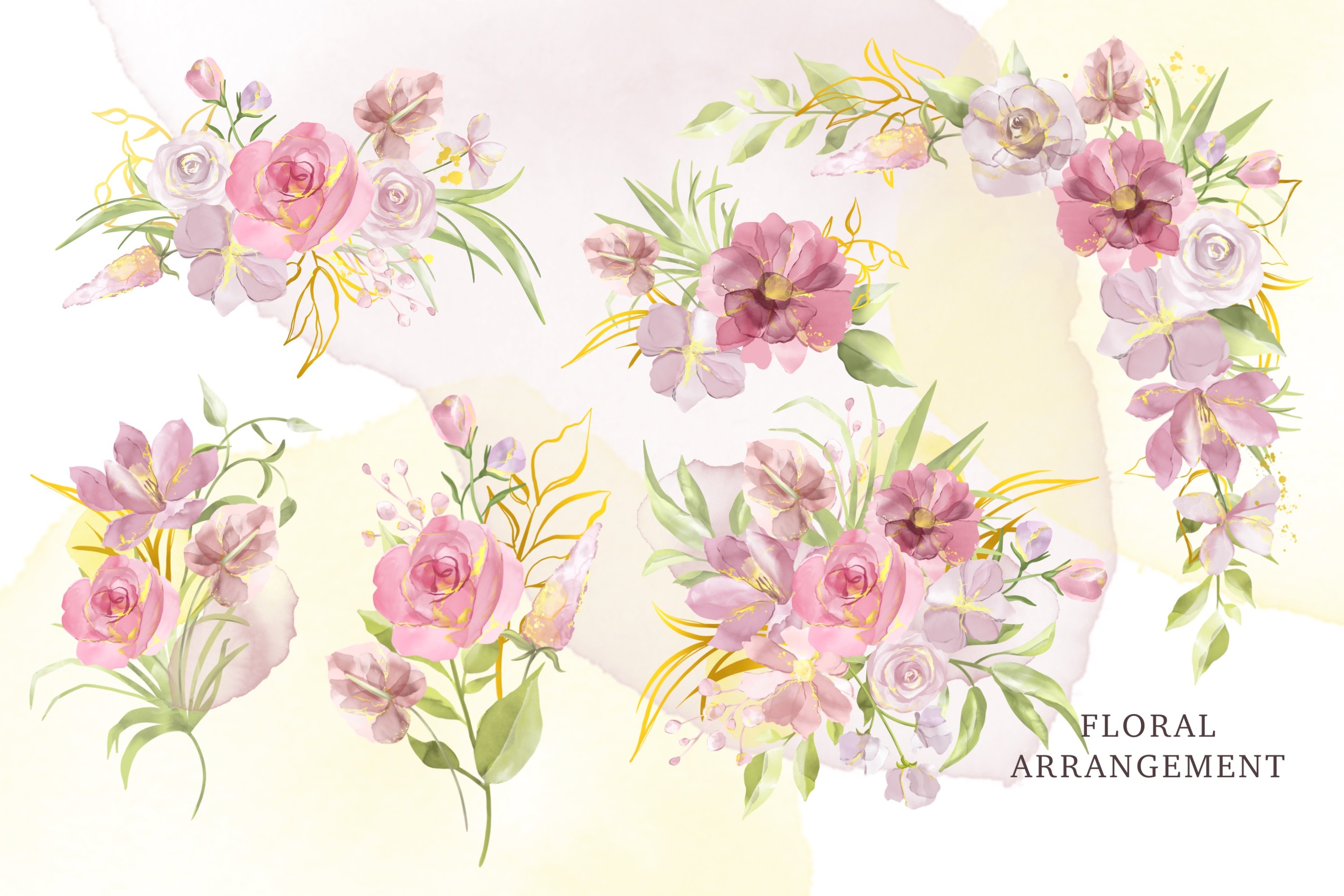 Watercolor Summer Flowers Collection By tanatadesign