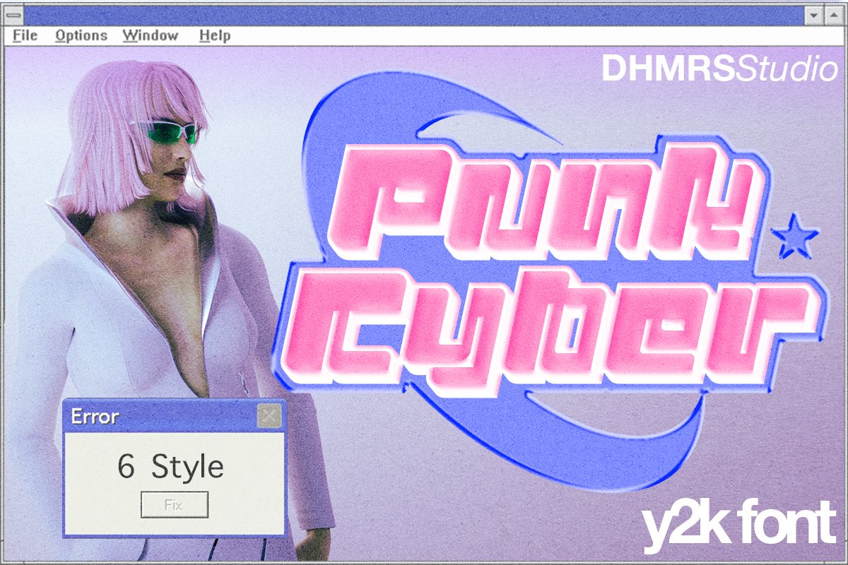 Punk Cyber - Y2K Family Fonts - Design Cuts