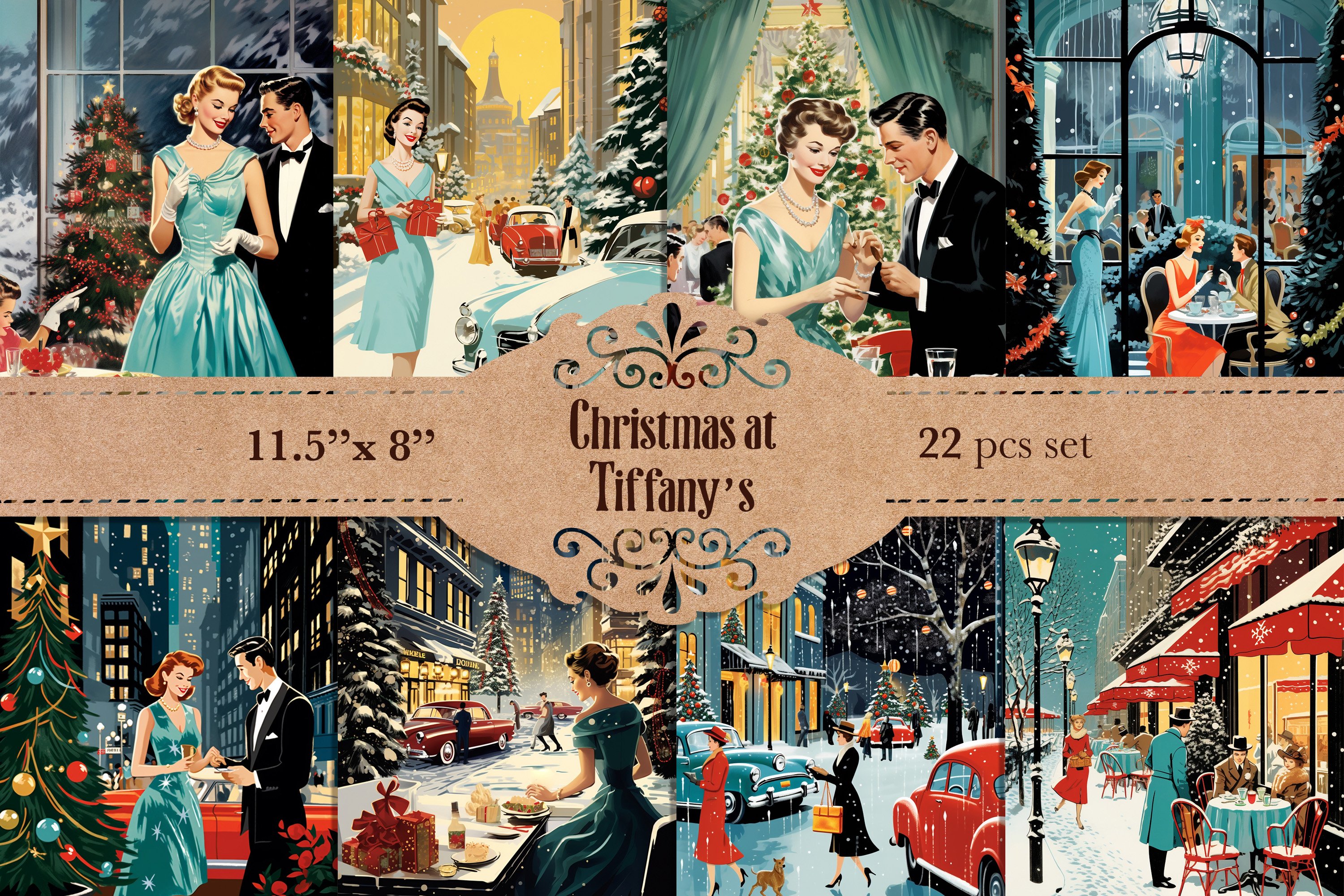 Retro Christmas At Tiffany S Cards Design Cuts   Retro Christmas At Tiffanys Cards 