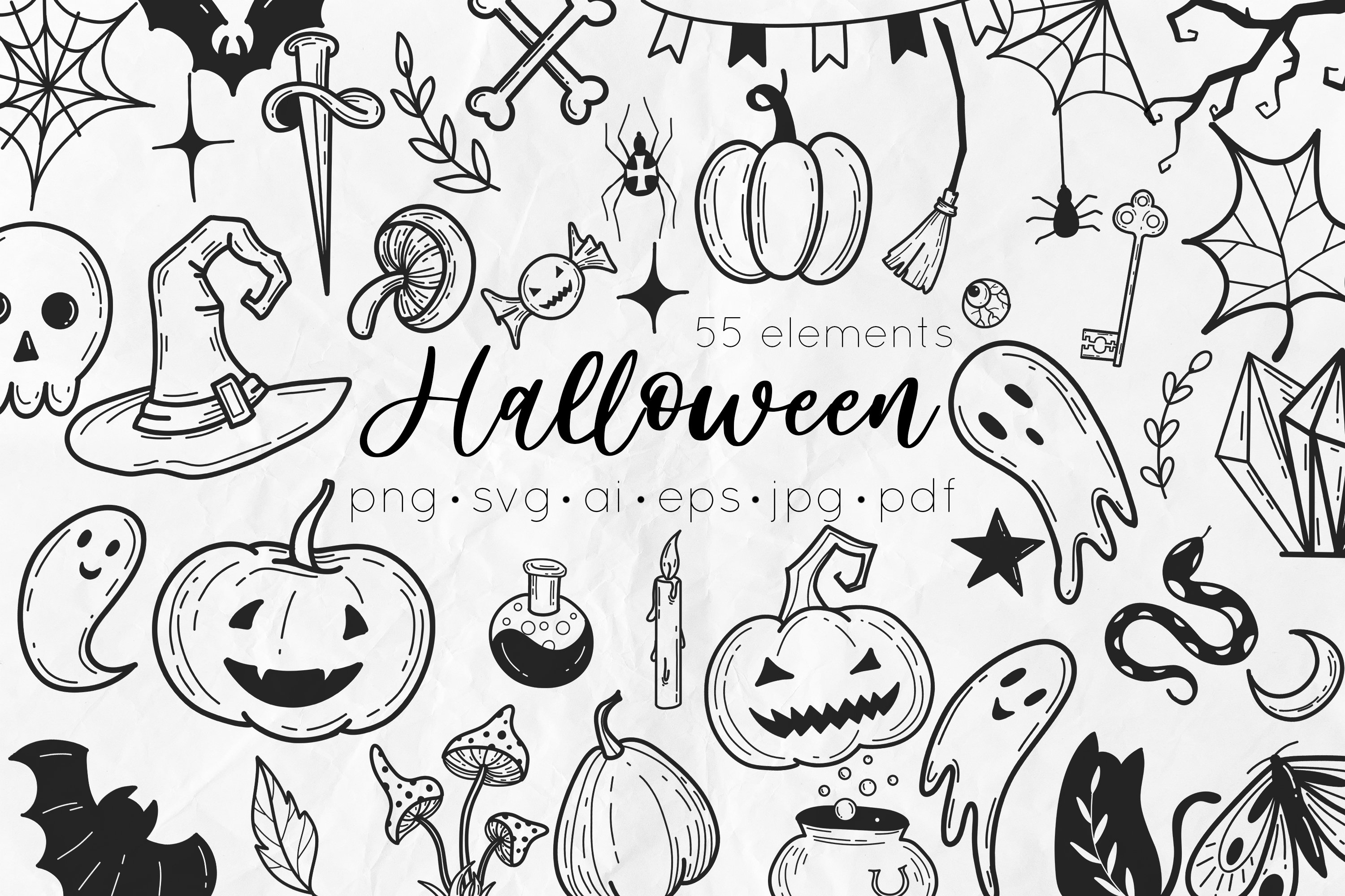 Spooky Doodles  Halloween SVG Clipart - Design Cuts