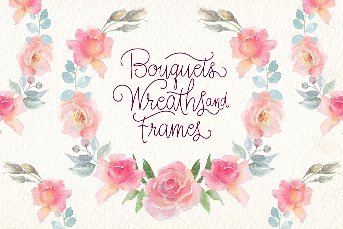 Watercolor Wreaths Clipart - Design Cuts