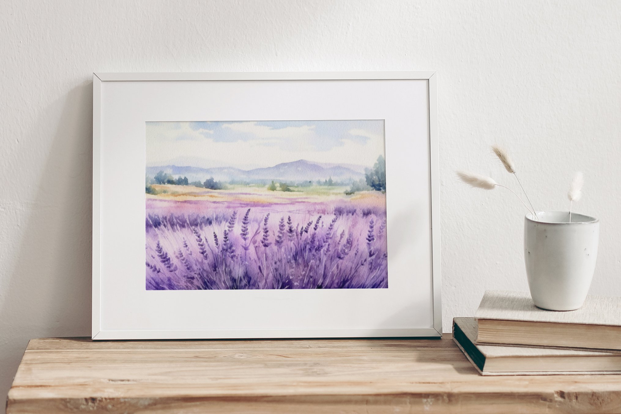 LAVENDER FIELDS Watercolour Abstract Backgrounds - Design Cuts