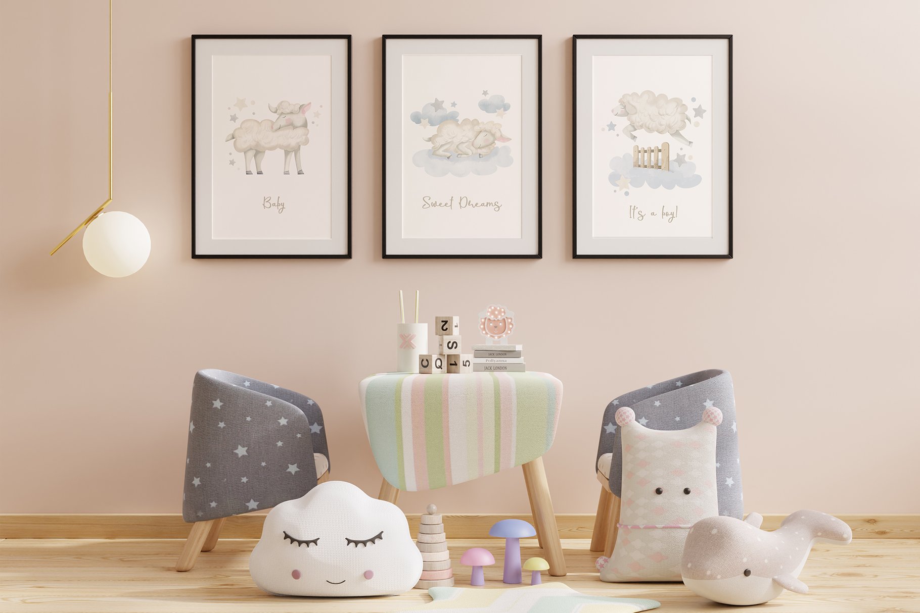 Watercolor Baby Set Sleeping Animals | Cute Sheep - Design Cuts