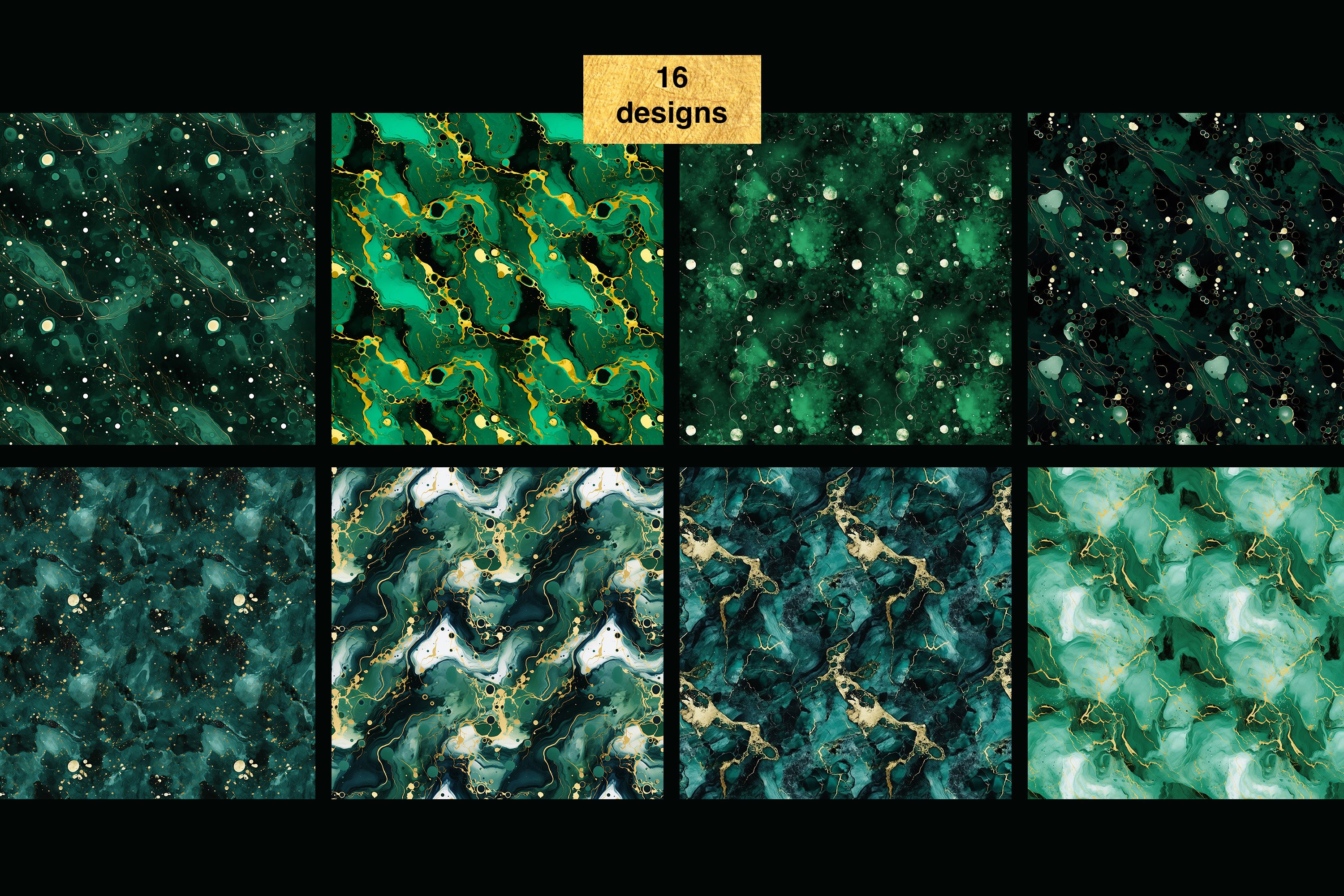 Green & Gold Marble SEAMLESS Digital Paper Set - Design Cuts