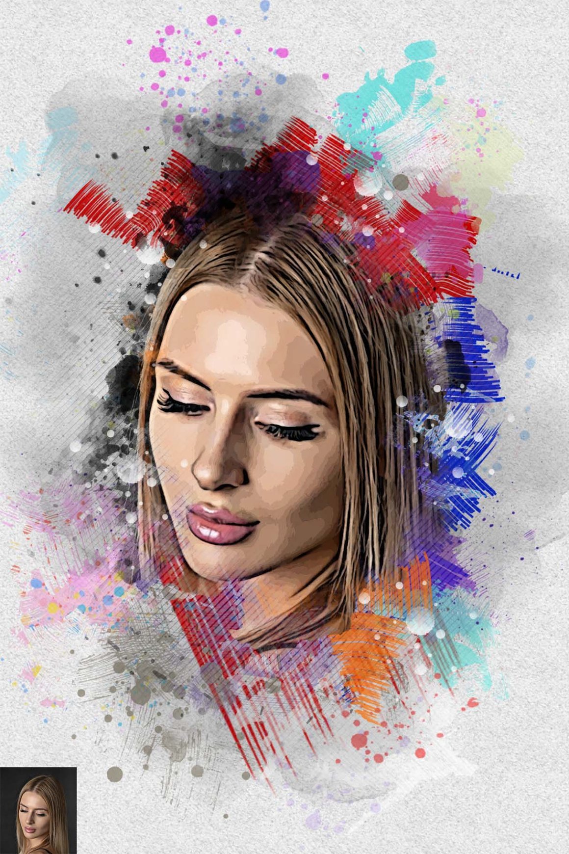 Portrait Drawing Watercolor Effect - Design Cuts