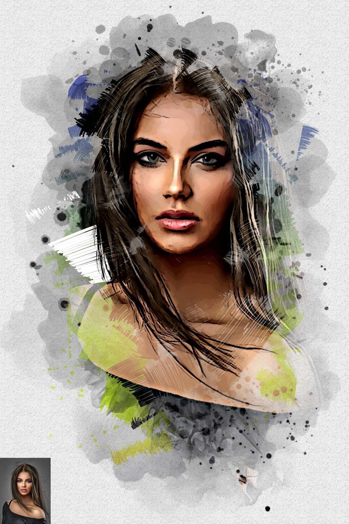 Abstract Watercolor Portrait Effect - Design Cuts