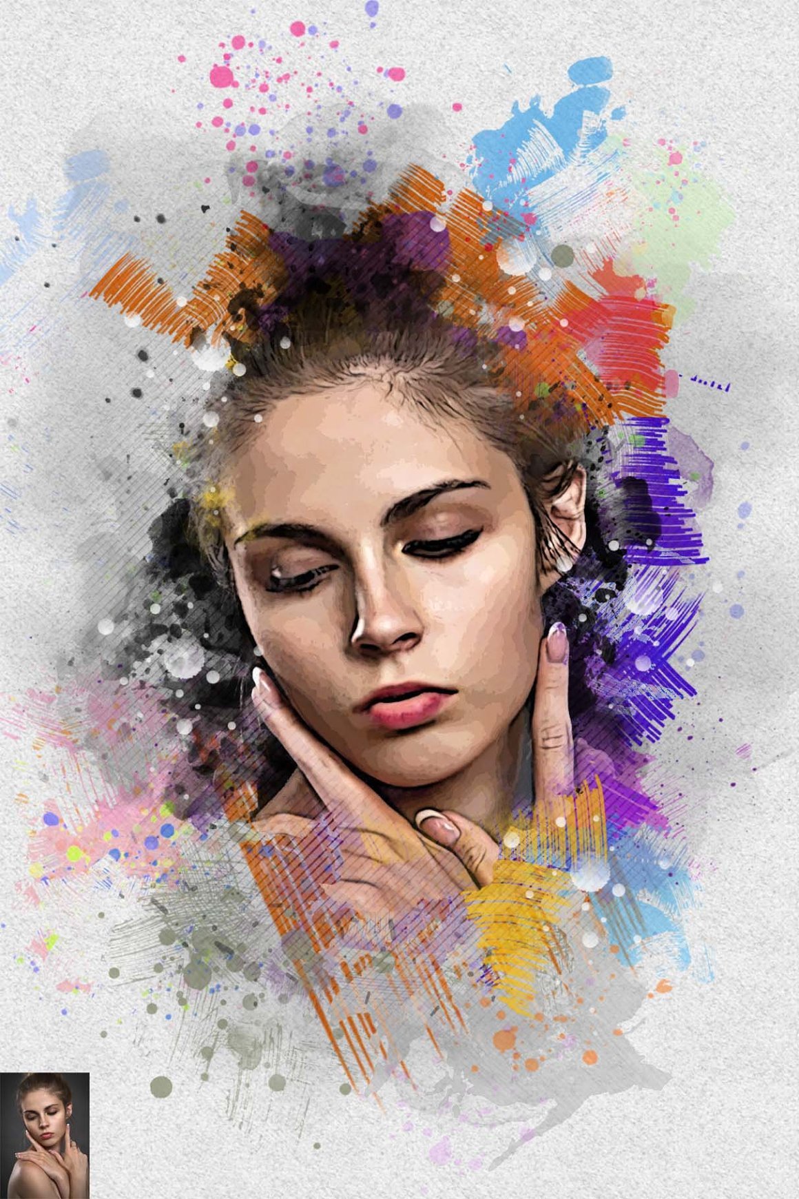 Portrait Drawing Watercolor Effect - Design Cuts