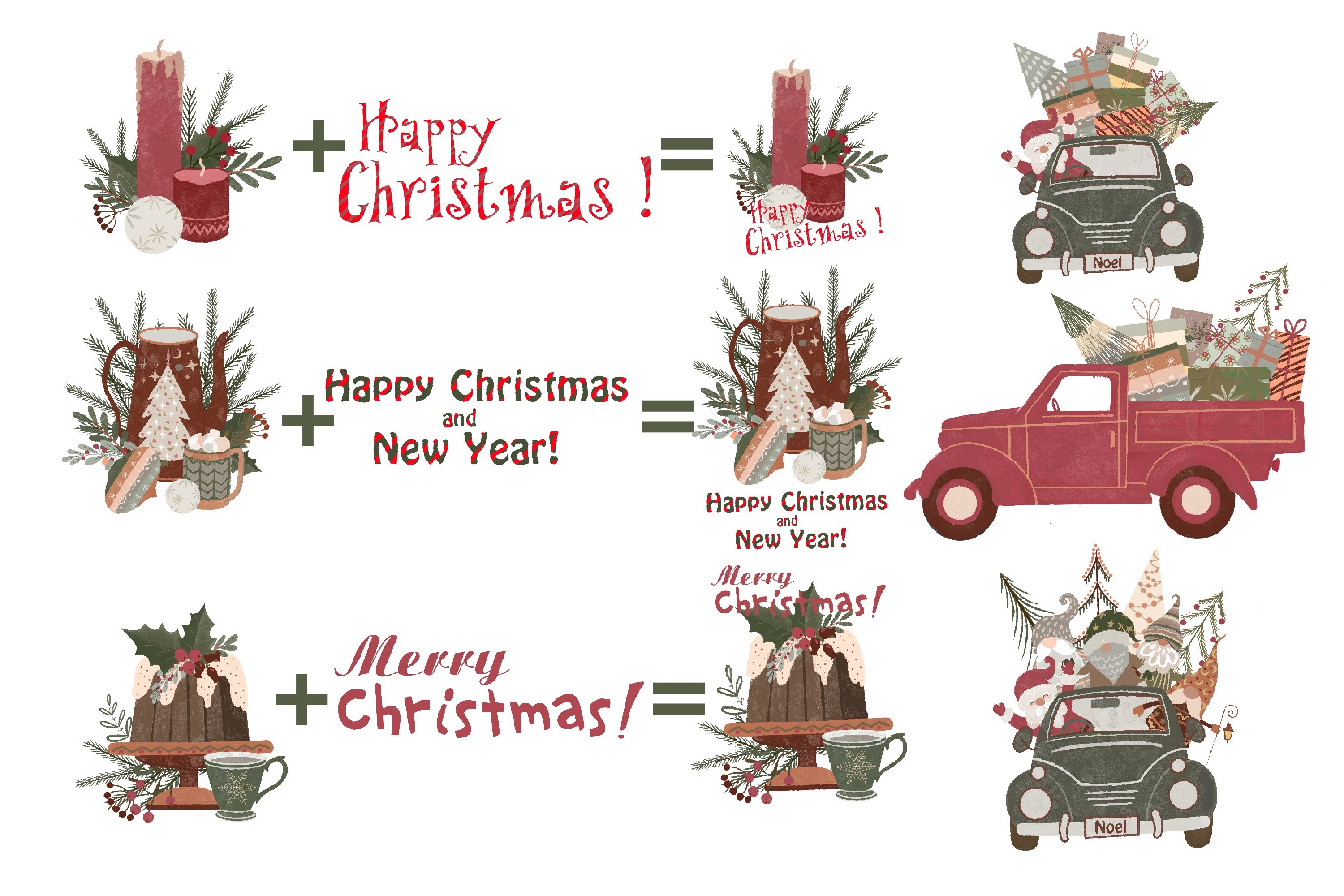 Boho Christmas Clipart - Design Cuts