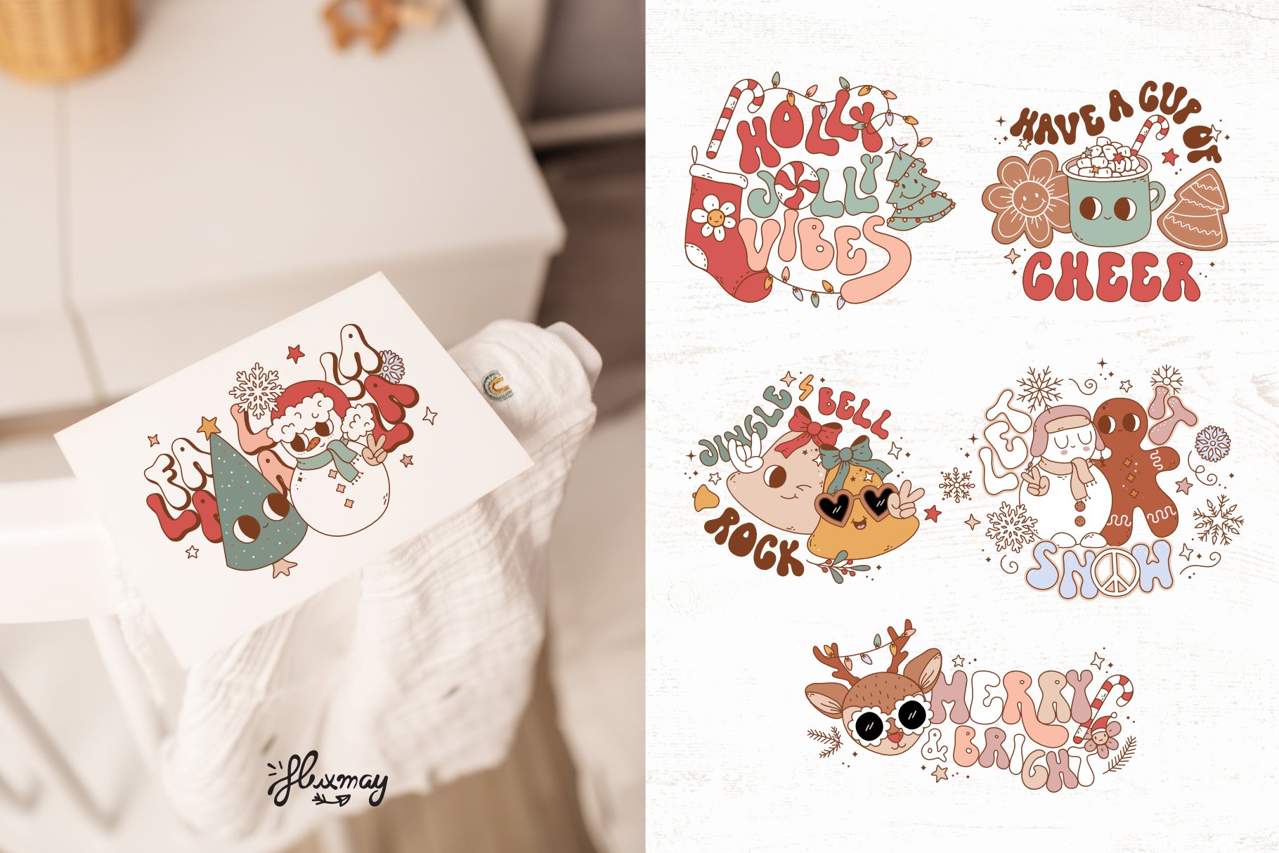 Retro Christmas Sticker Set, Groovy Cute Holiday Sticker Gift, Retro V – JP  Designs and Gifts