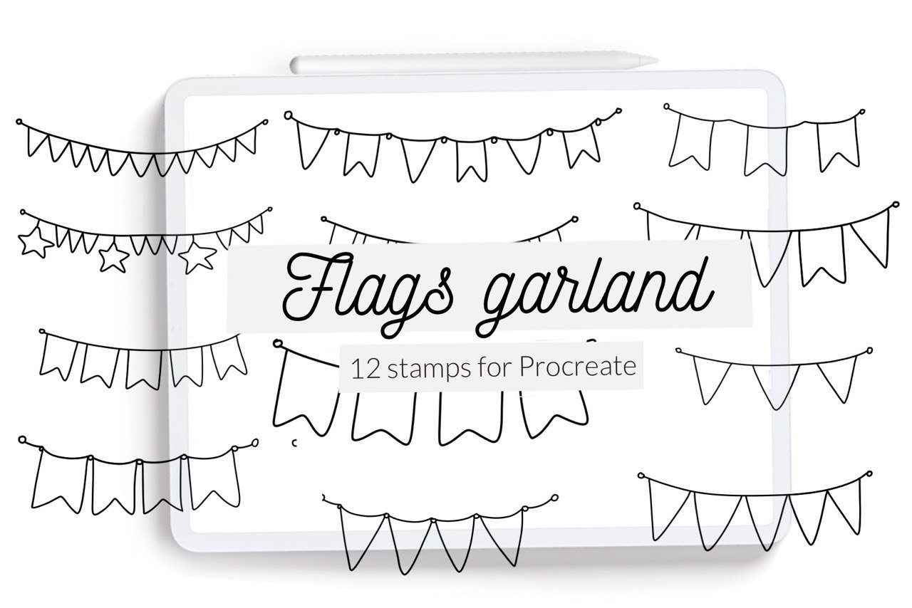 Flags Garland Party Doodle Planner Stamps - Design Cuts