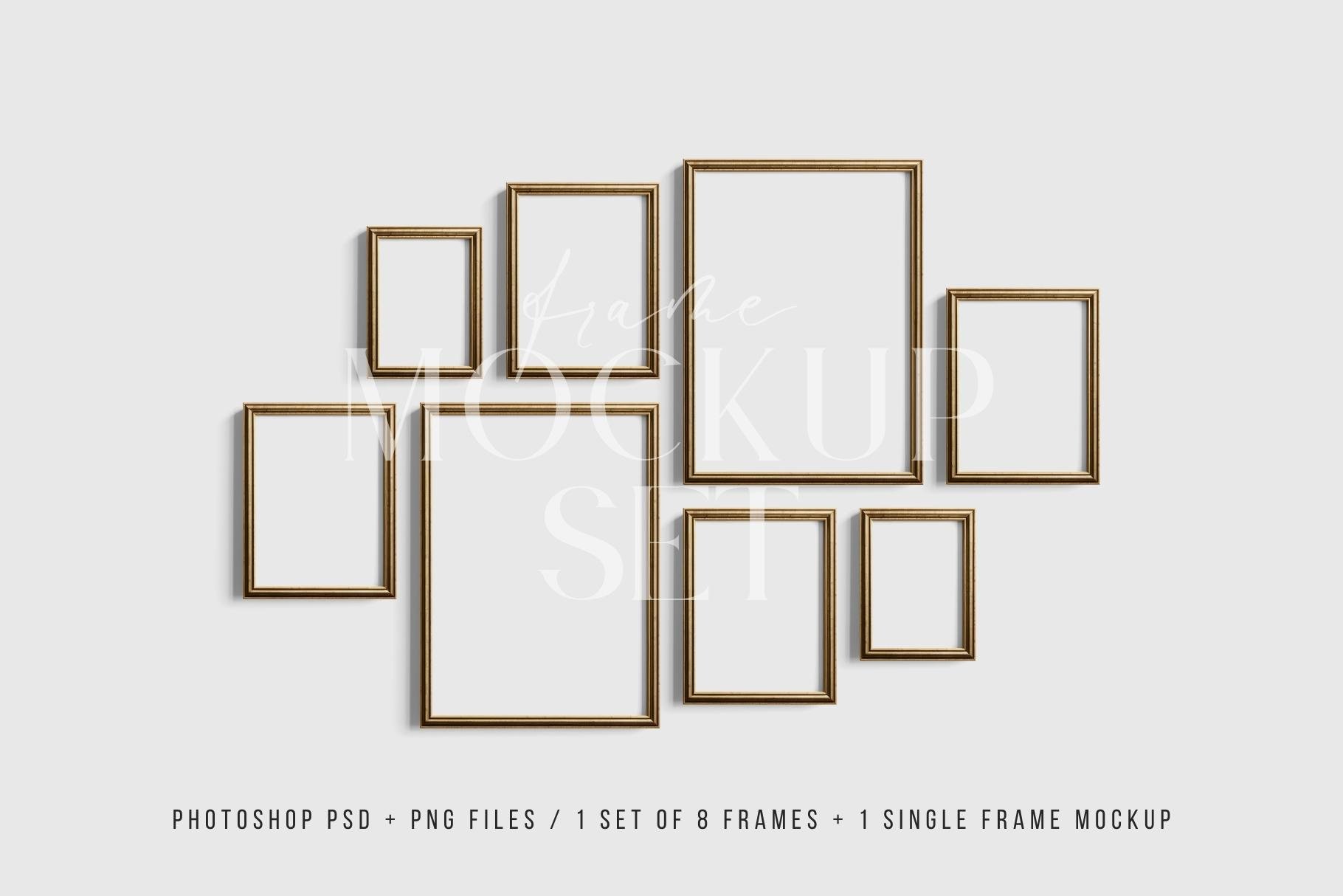 Gallery Wall Frame Mockup, Set Of 7 Frames