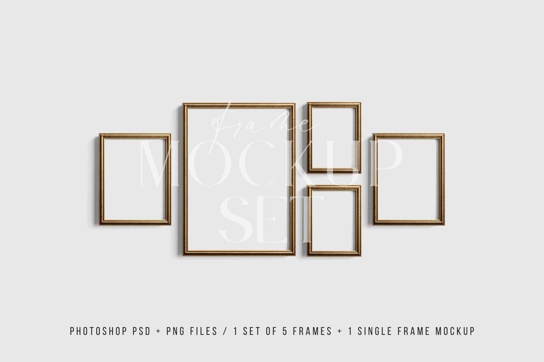 Gallery Wall Mockup, 5 Frames