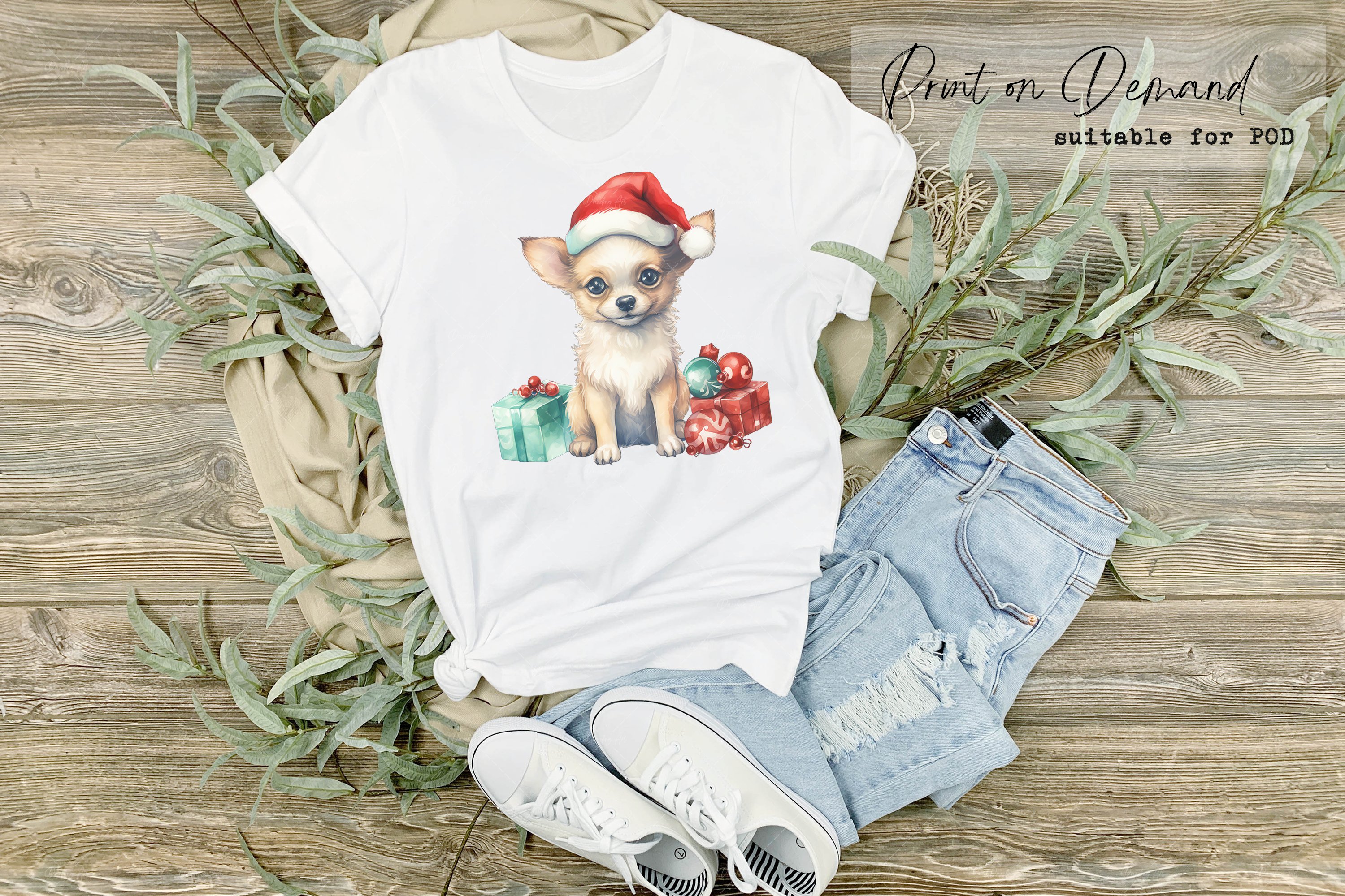 Watercolor Christmas Dogs | Puppies - Design Cuts