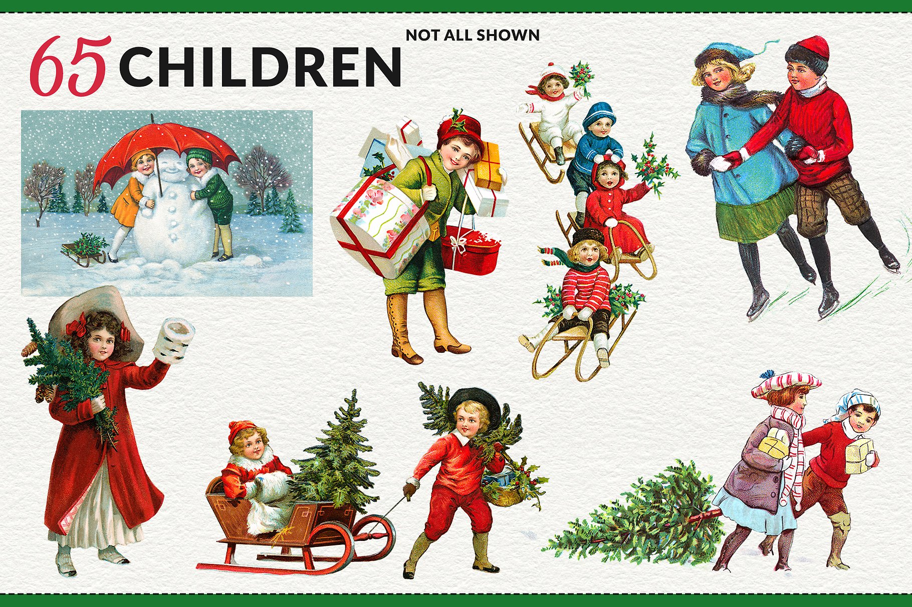 Vintage Christmas Illustrations Compendium Bundle Design Cuts