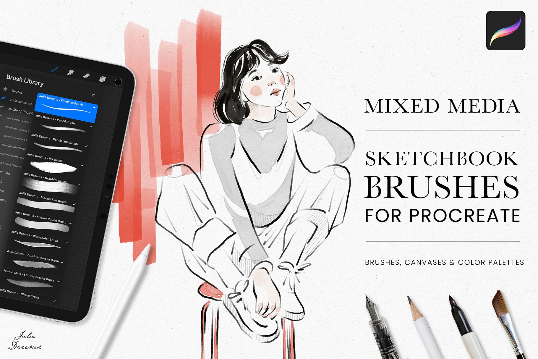 Sketchbook Procreate Brushes - Sketch Mixed Media