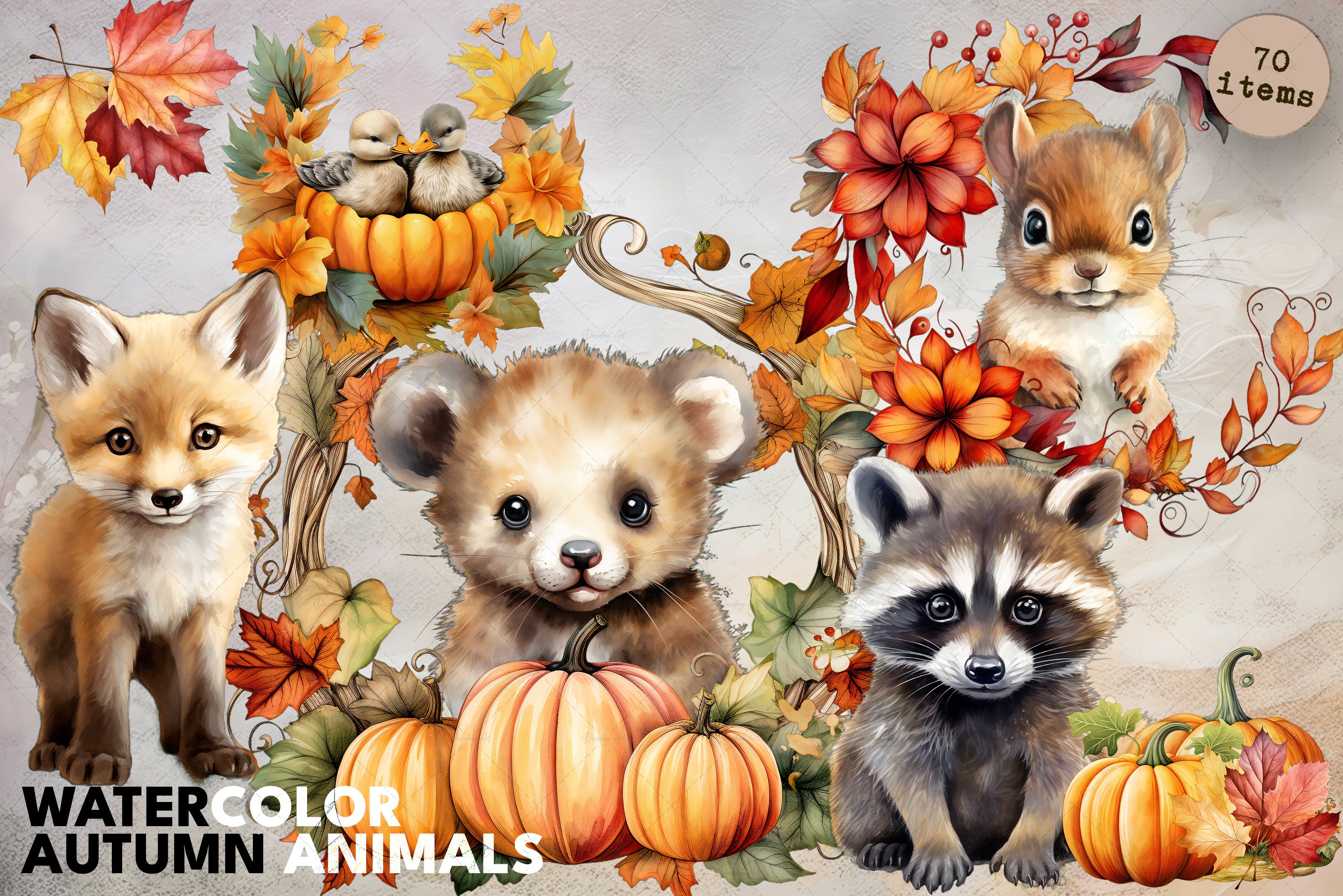 Watercolor Autumn | Fall Animals