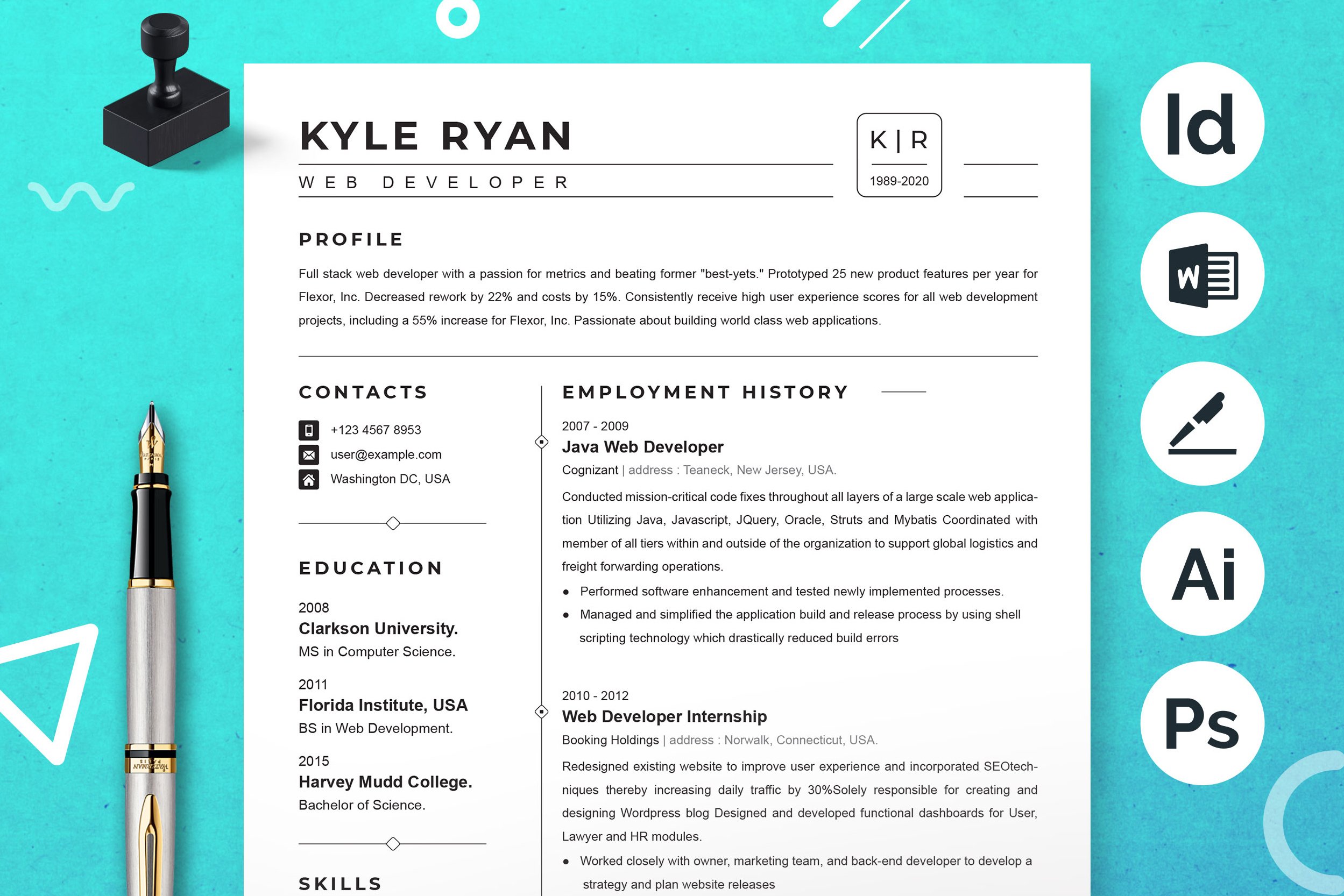 Web Developer Resume Template - Design Cuts