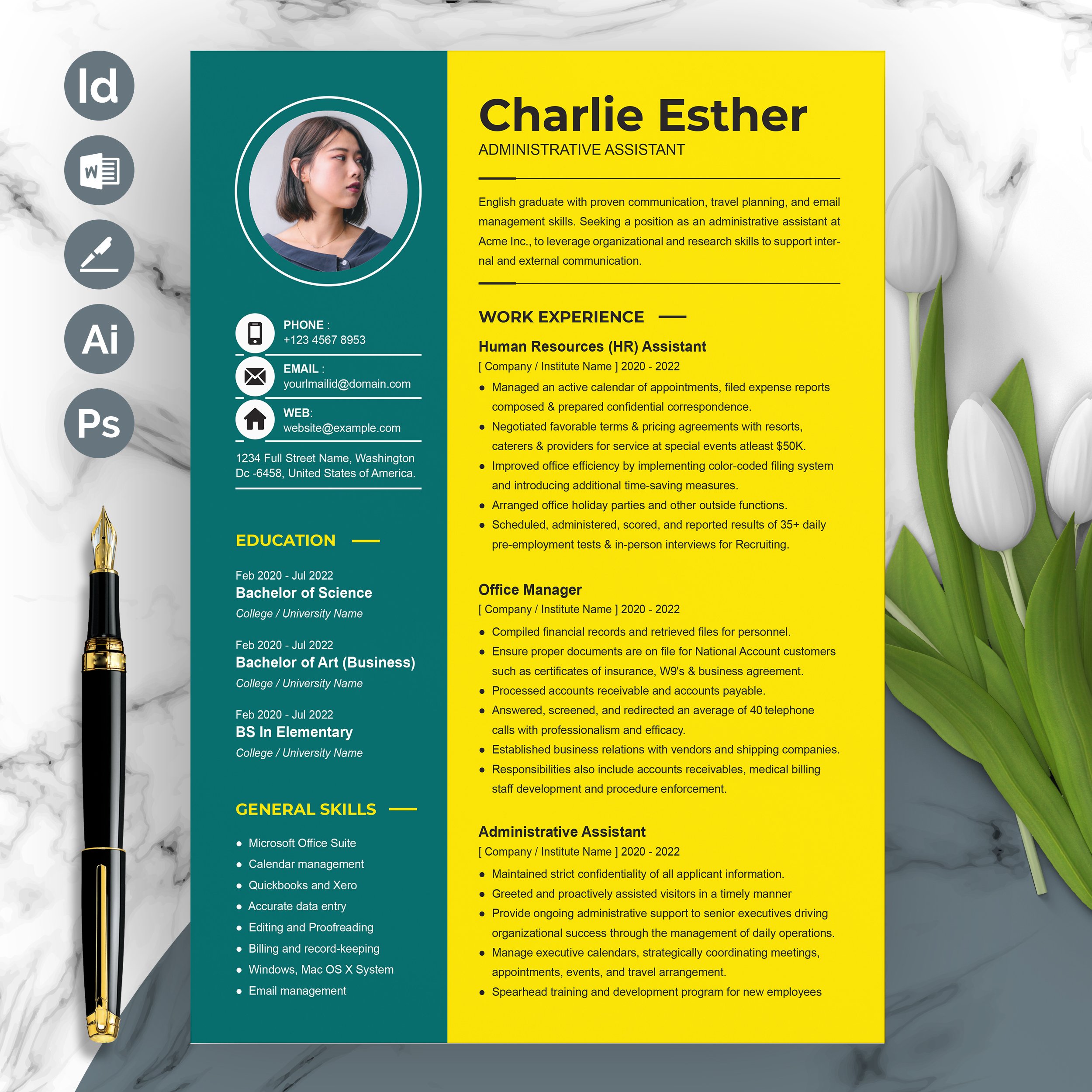 Modern Executive Assistant Resume Template Design Cuts 0112