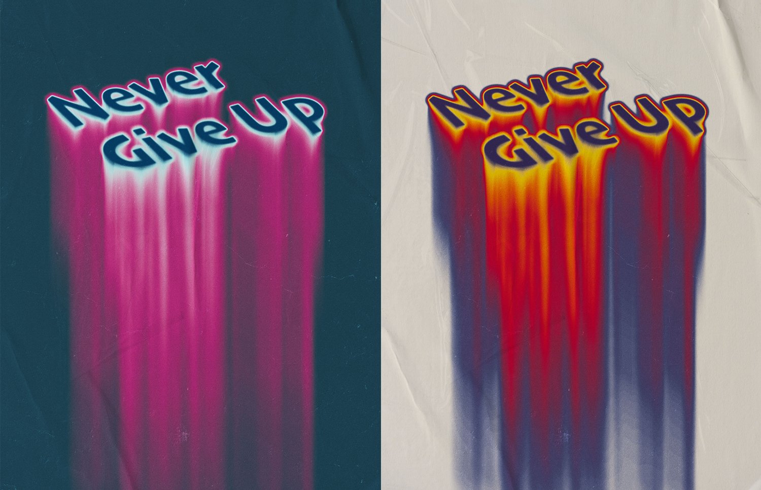 Never Give Up Text Effect Design Cuts