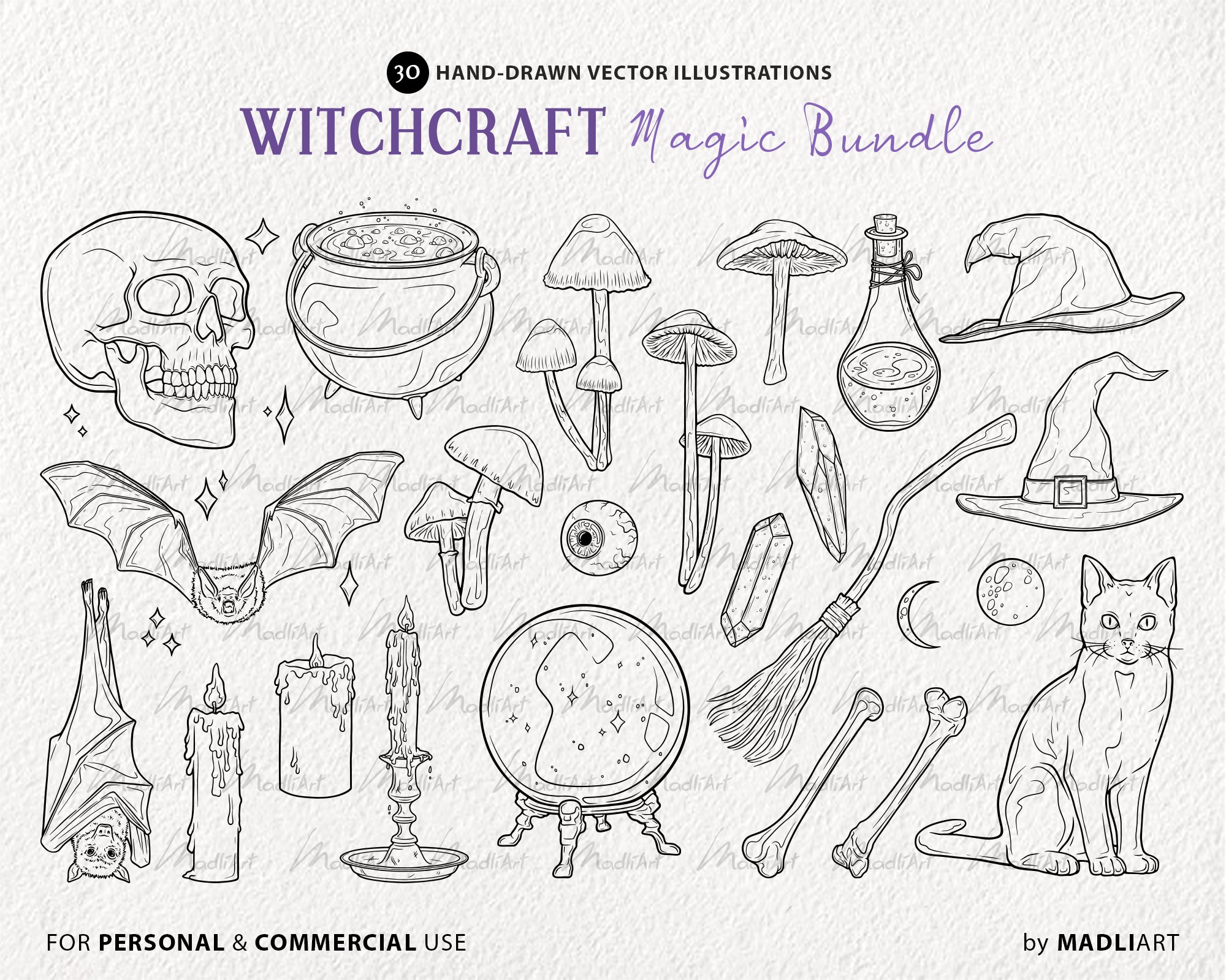 Witchcraft Vector Clipart Set Witch Magic Svg Design Cuts