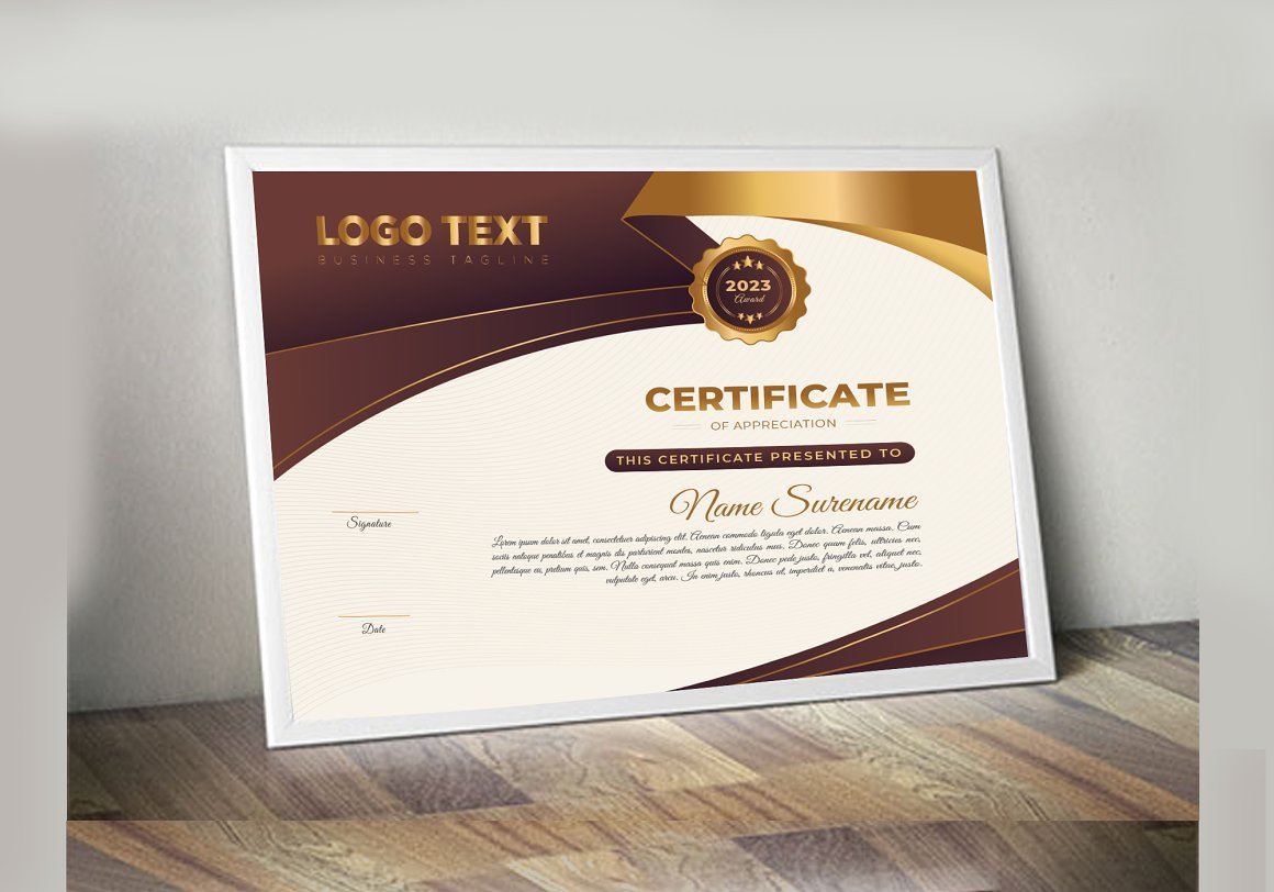 Luxury Design Certificate Template V-08 - Design Cuts