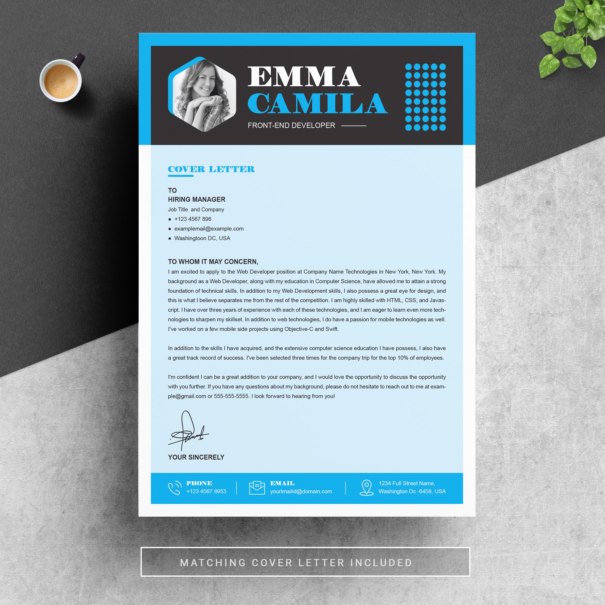 Front End Developer Curriculum Vitae Template Design Cuts 0120