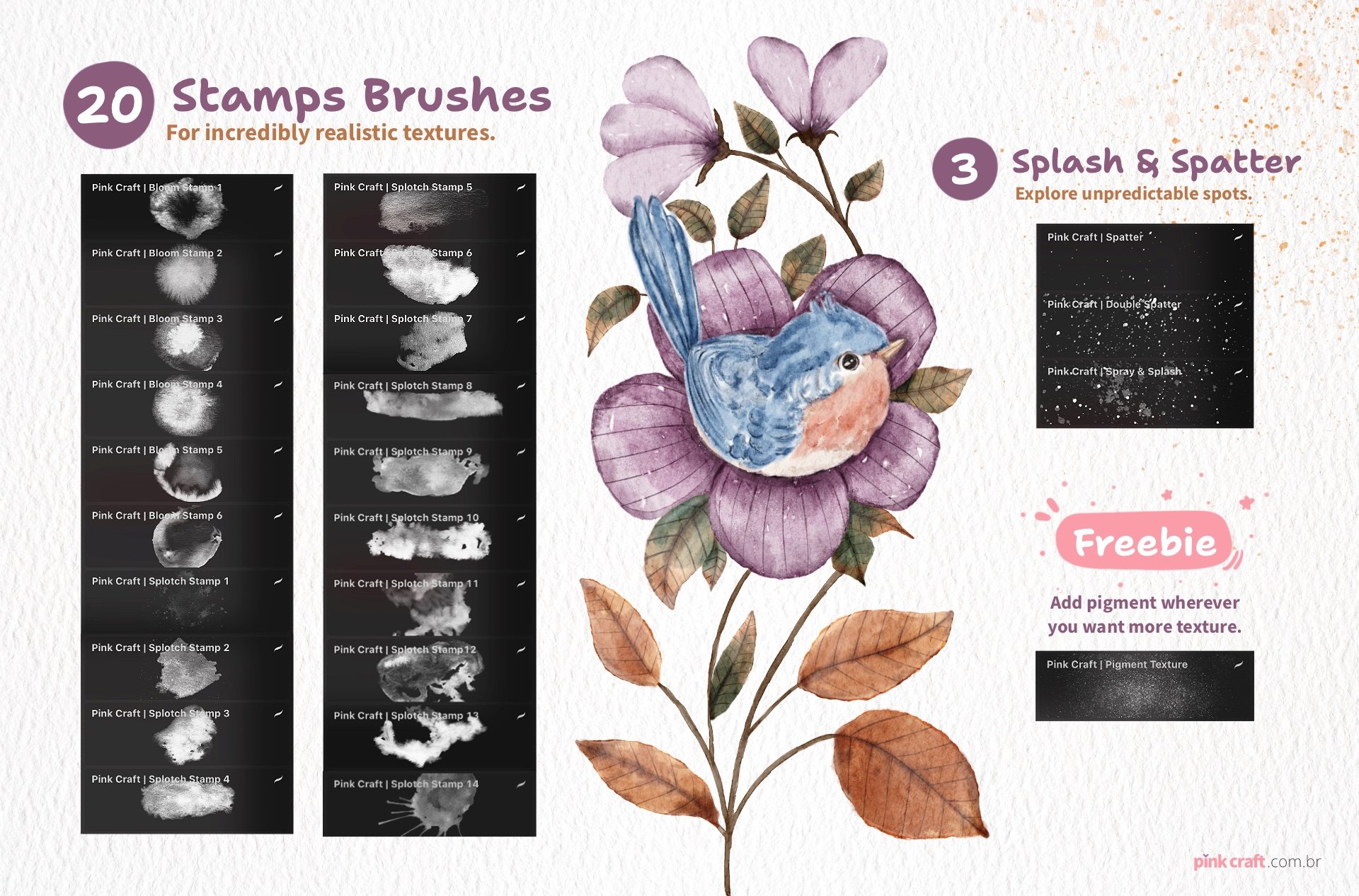 Blooming Watercolor Brushes Set - Design Cuts